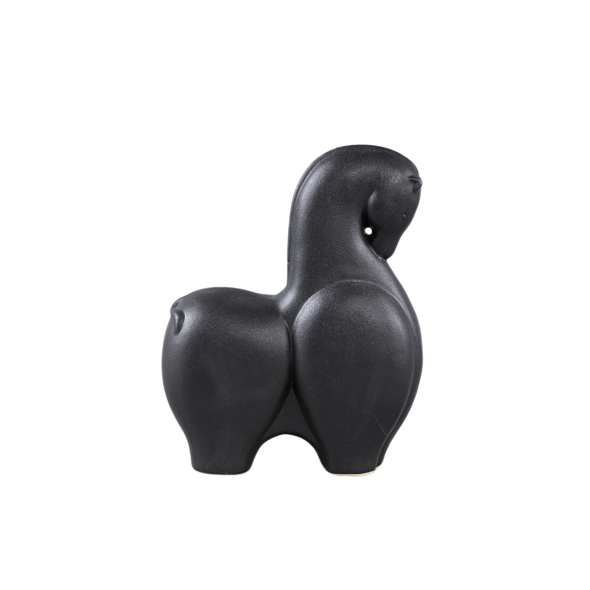 Honore Black horse shaped ceramic statue head down