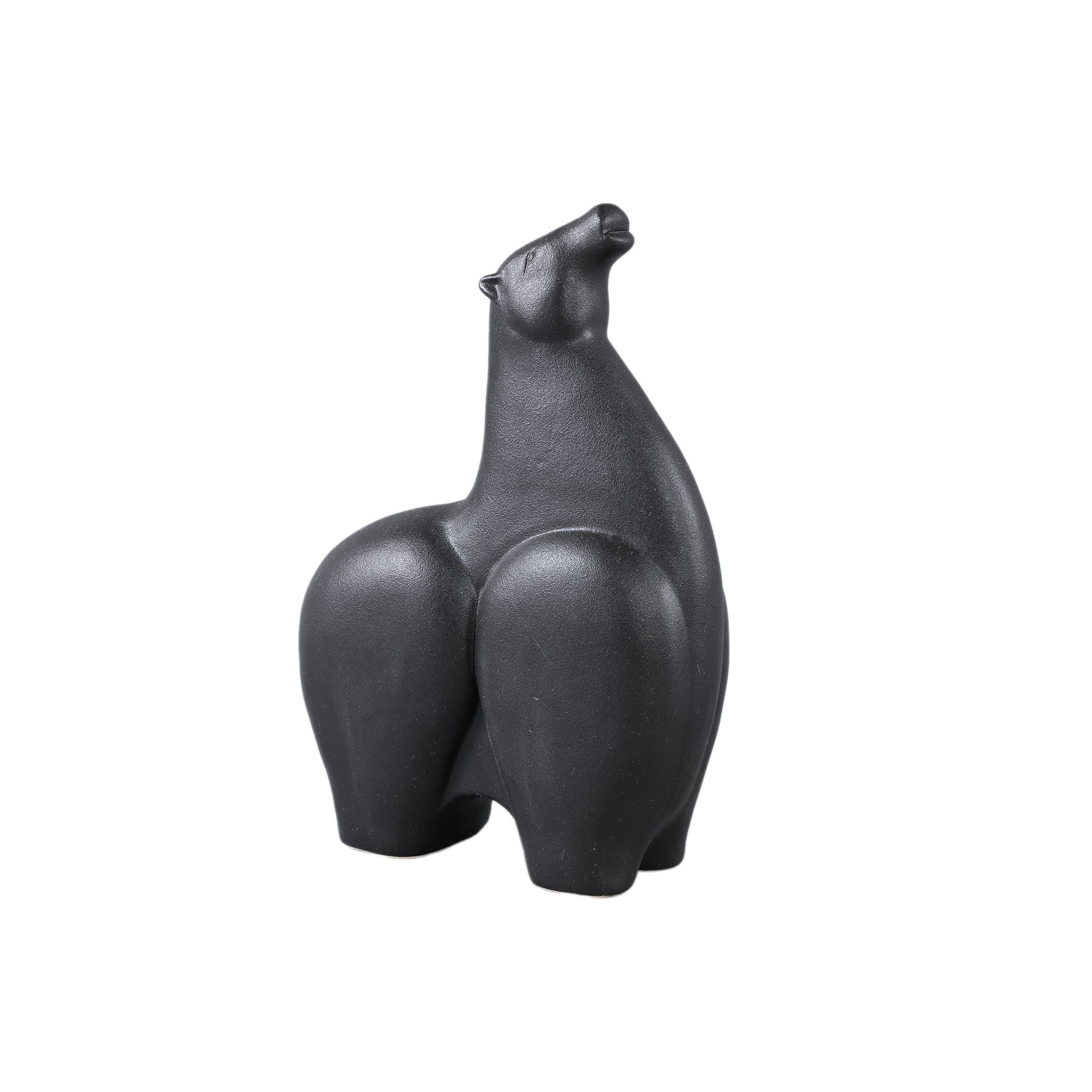 Honore Black horse shaped ceramic statue head high