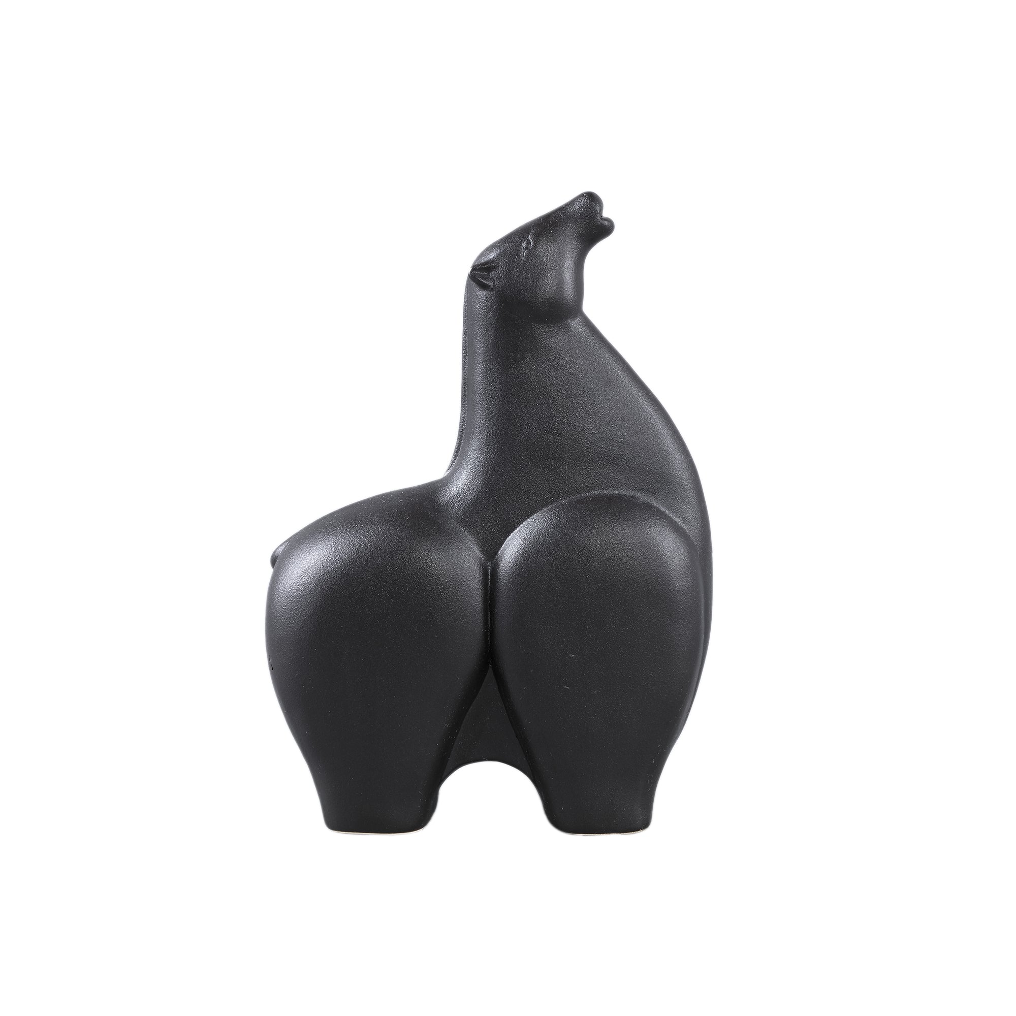 Honore Black horse shaped ceramic statue head high