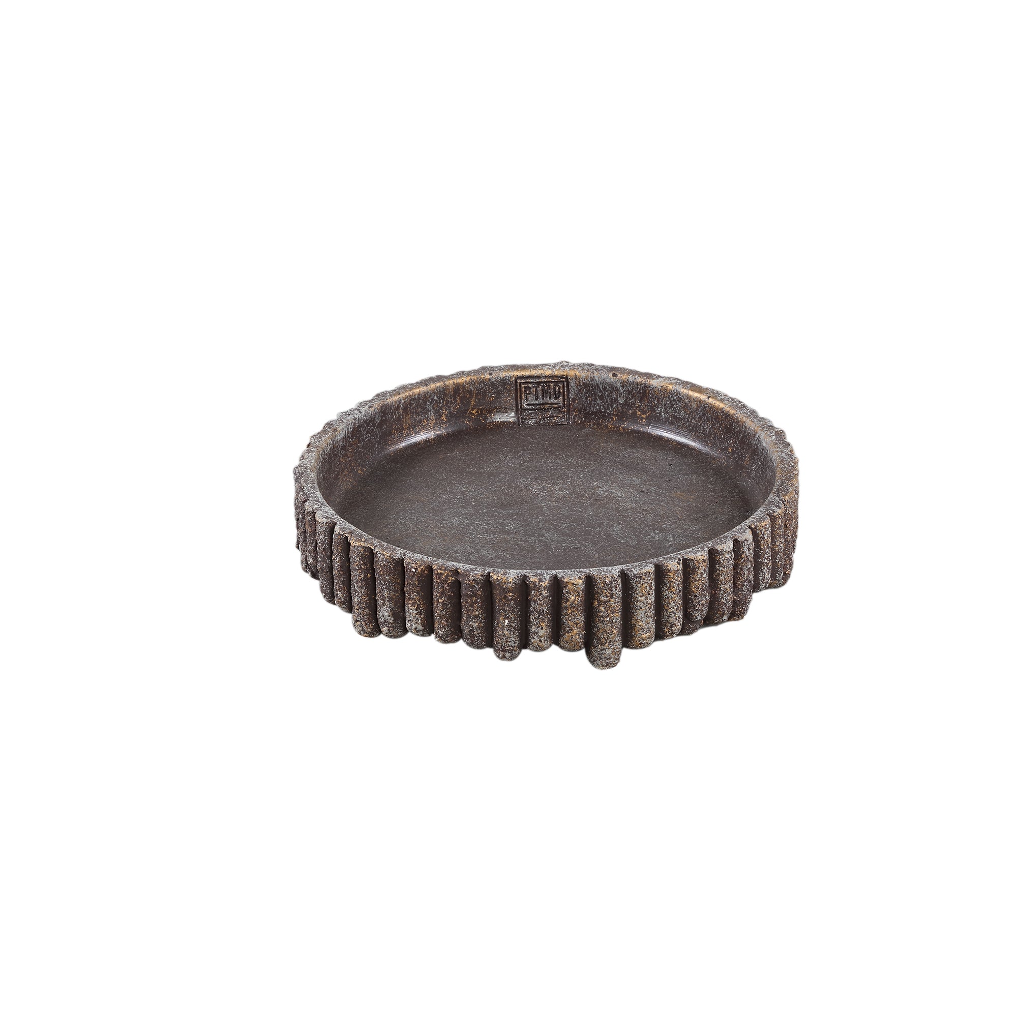 Morganne Brown round cement bowl ribbed S