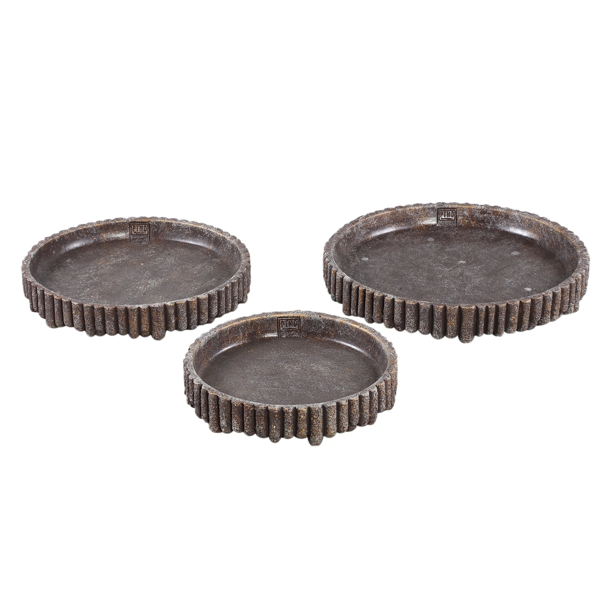 Morganne Brown round cement bowl ribbed M