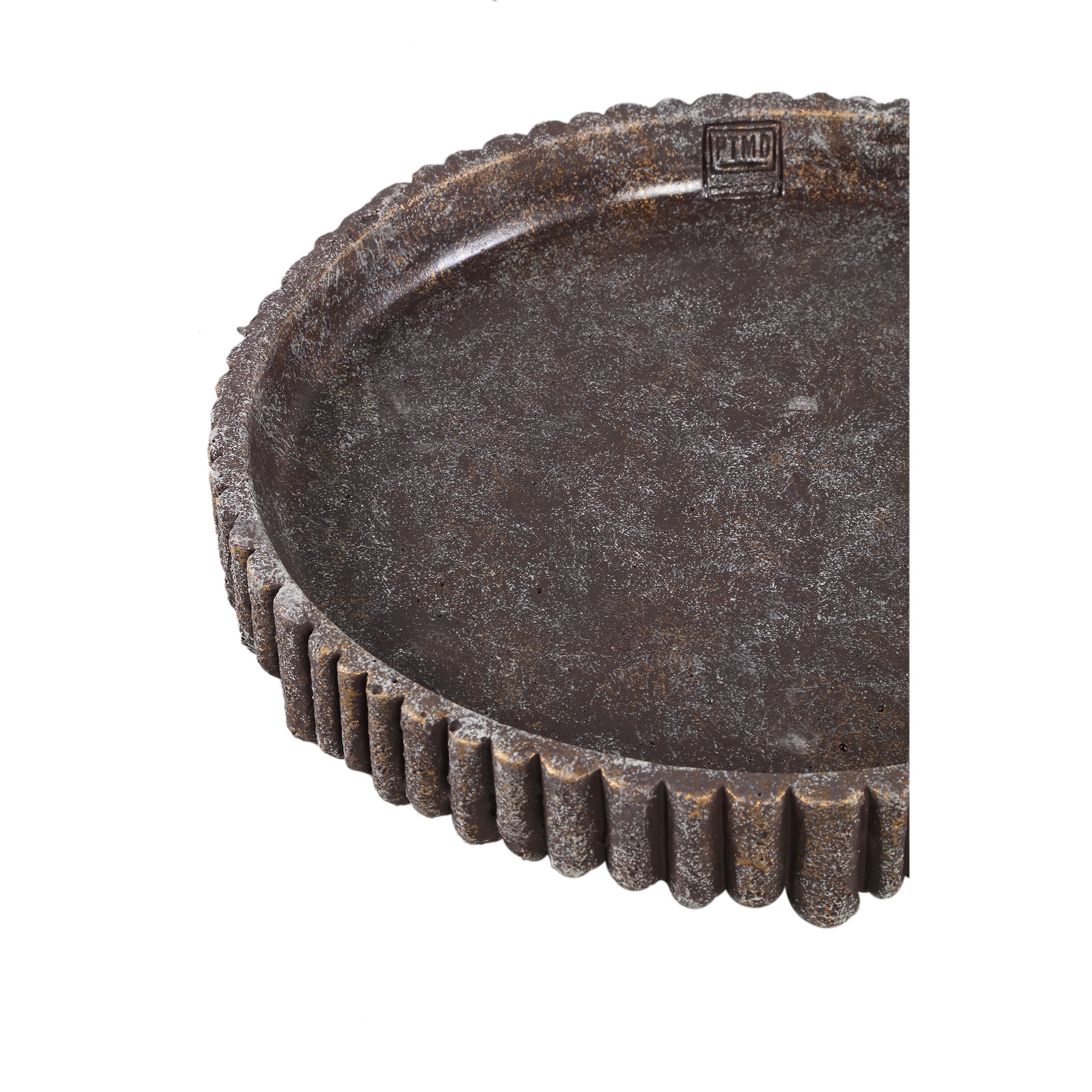 Morganne Brown round cement bowl ribbed L