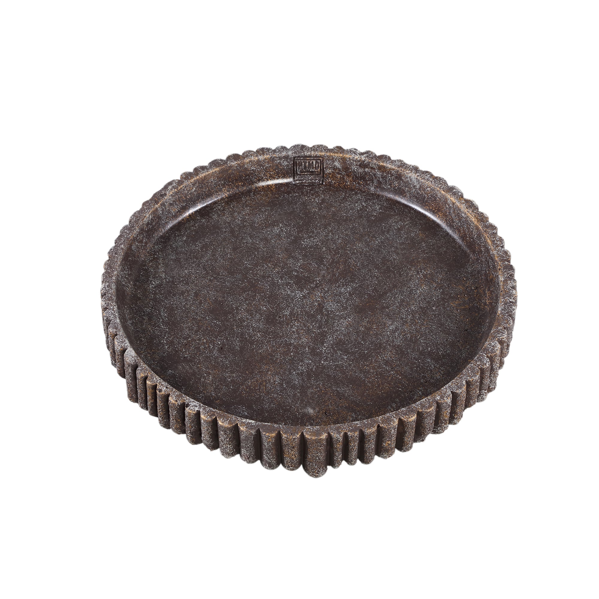 Morganne Brown round cement bowl ribbed L