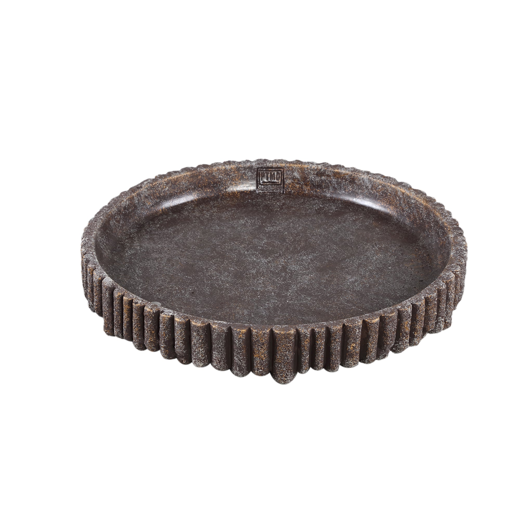 Morganne Brown round cement bowl ribbed L
