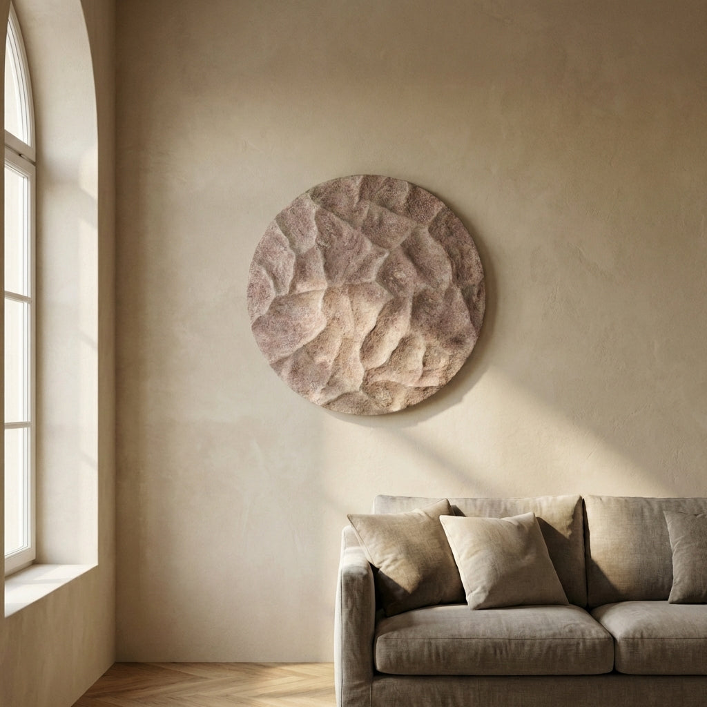 Rafet Grey round cement wall panel rough finish L