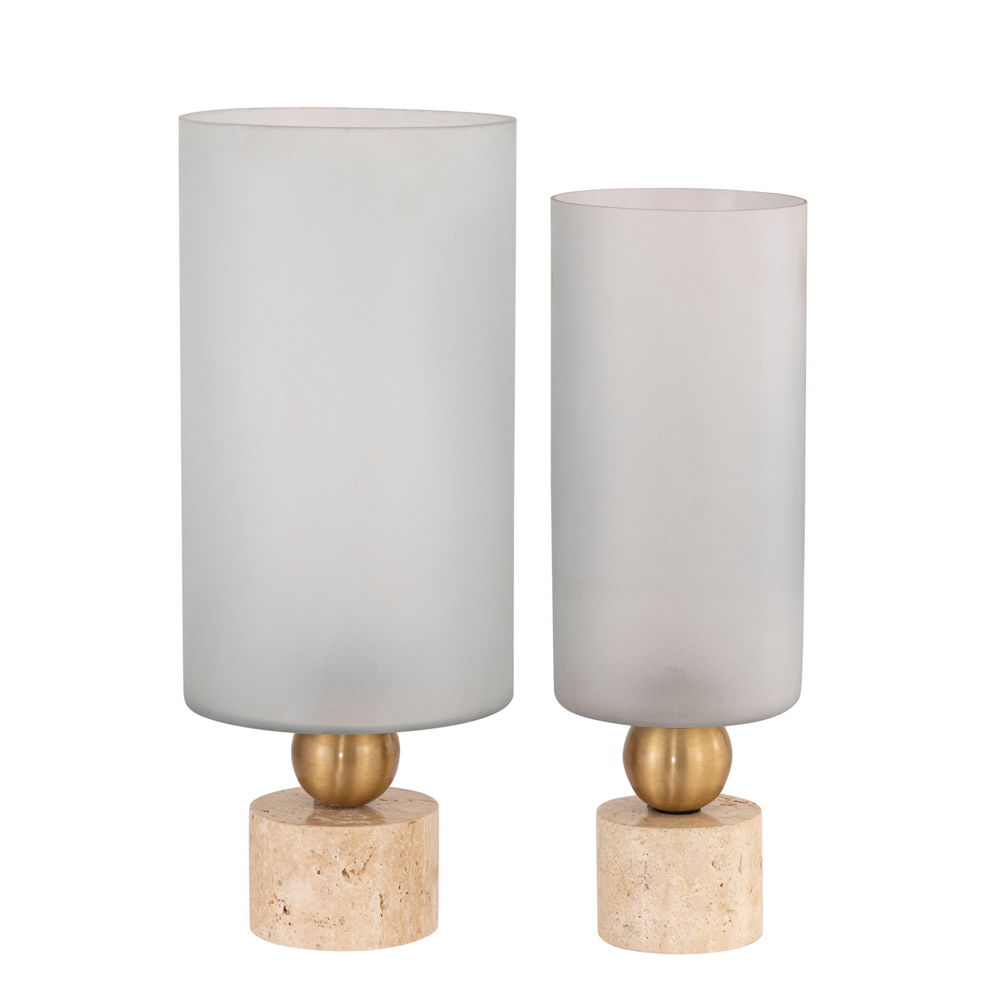 Levee Bougeoirs en verre - Crème