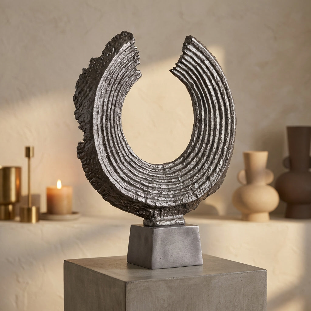 Apolline Bronze round casted alu statue on base L