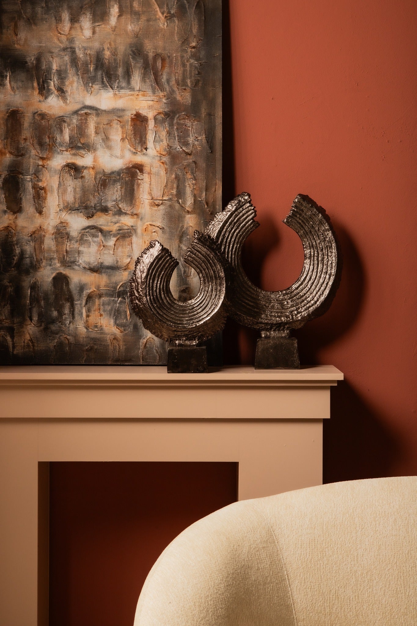 Apolline Bronze round casted alu statue on base L