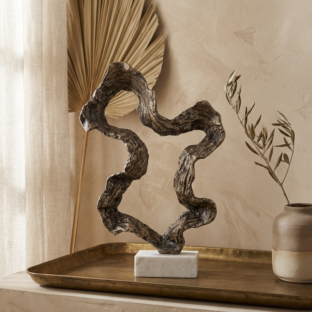 Maryan Brass shaped alu casted statue marble baseL