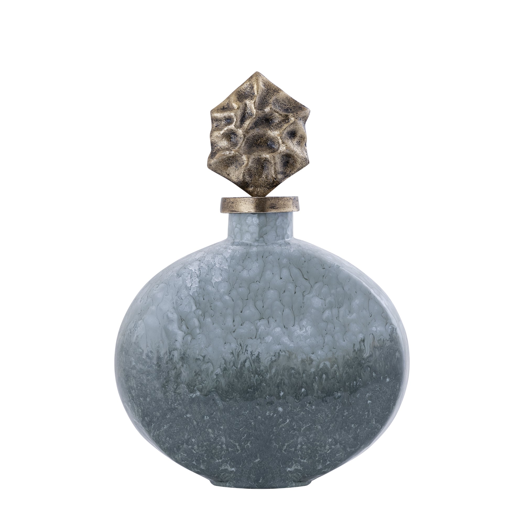 Cherisee Green glass statue brass lid wide