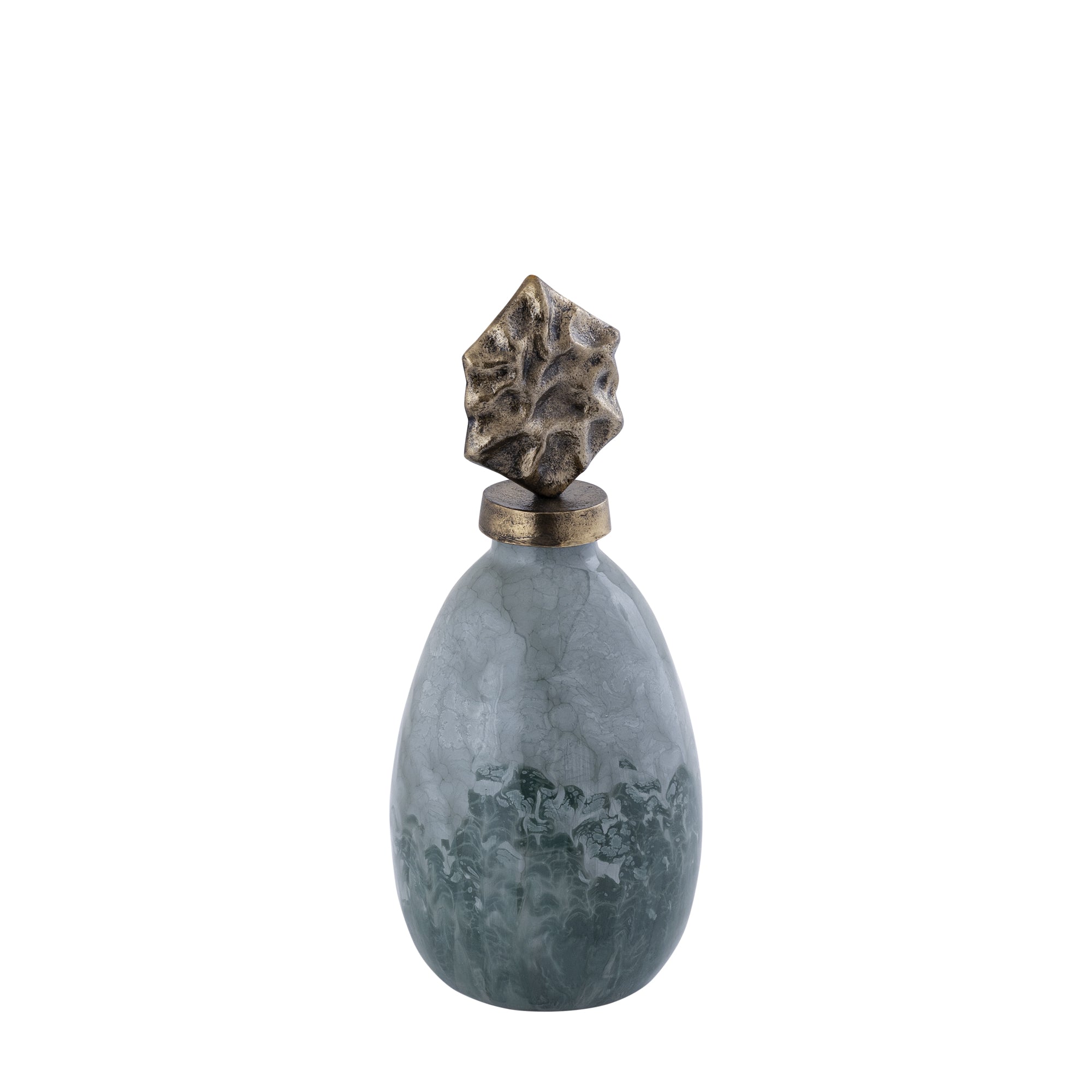 Cherisee Green glass statue brass lid low