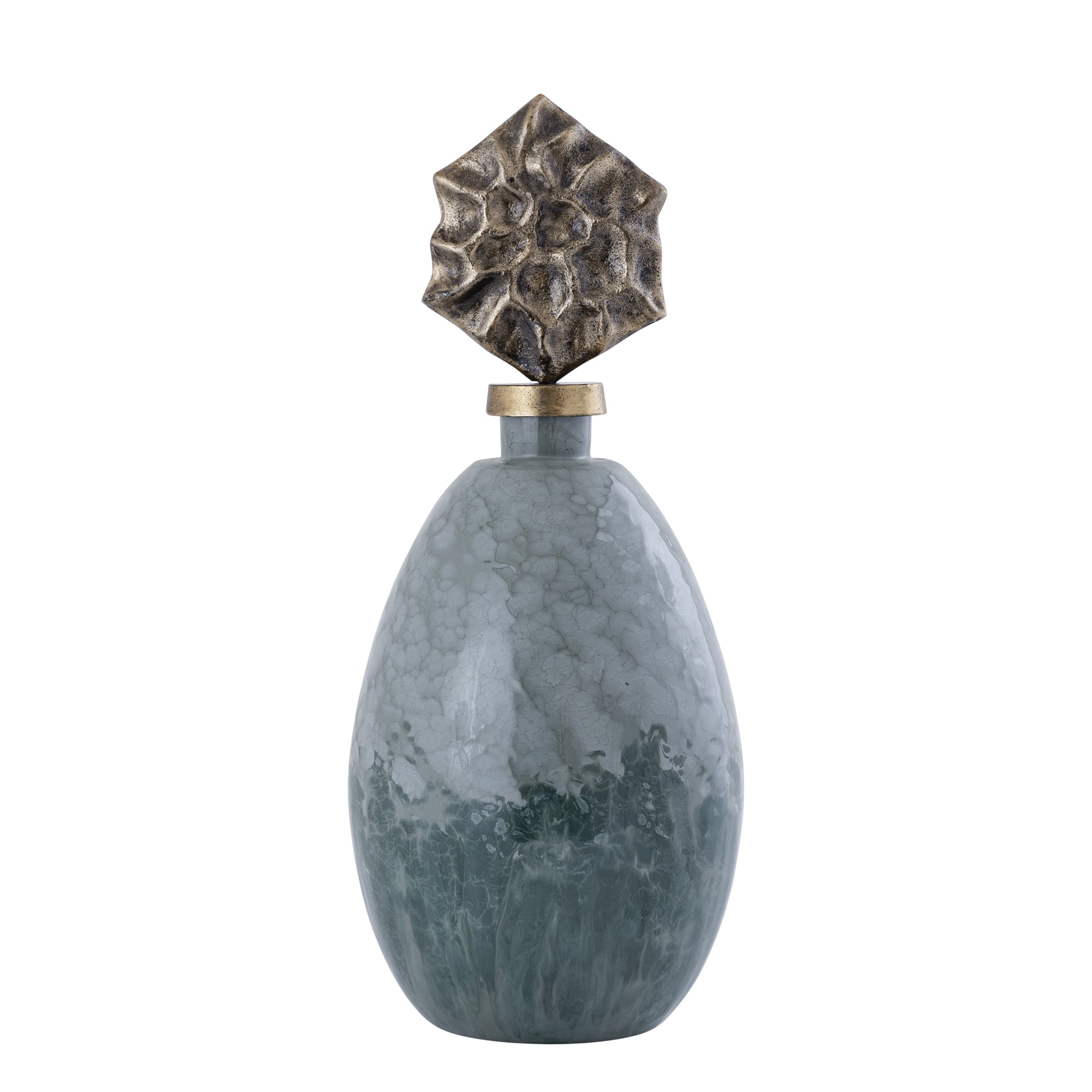 Cherisee Green glass statue brass lid high