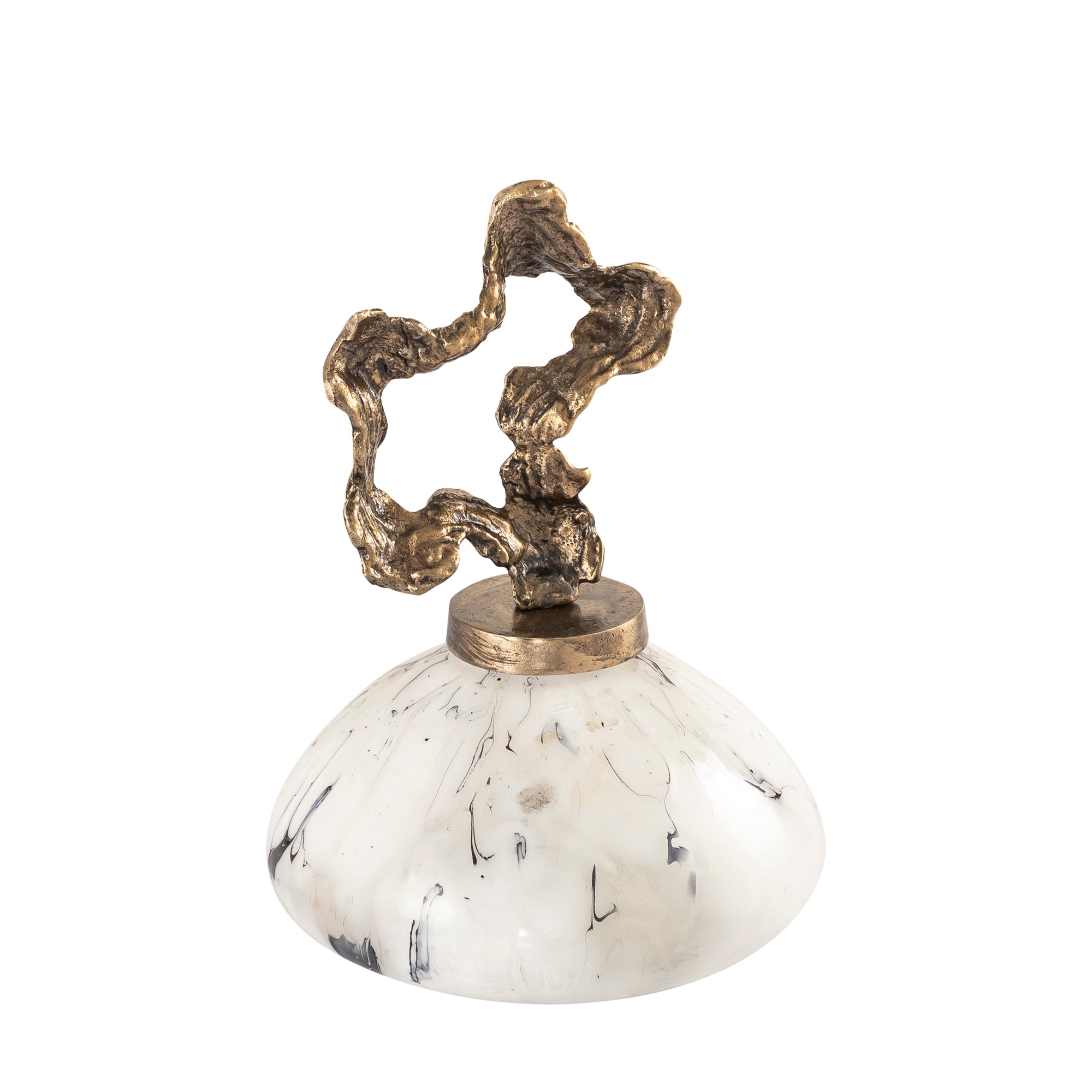 Maryan Pearl shaped alu casted statue brass lid L