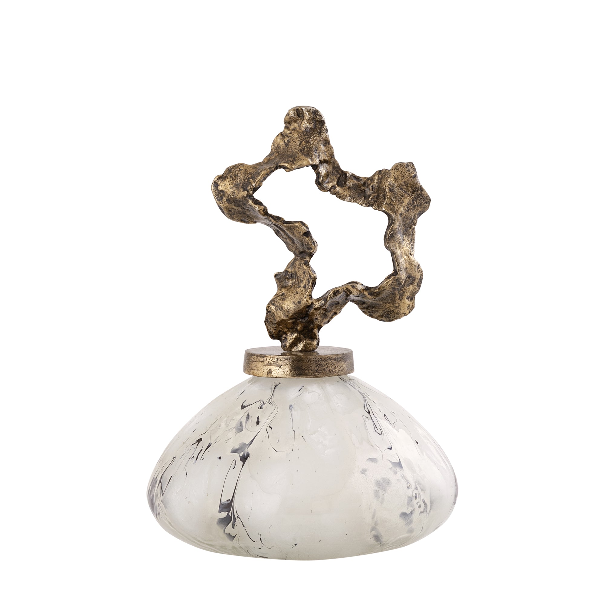 Maryan Pearl shaped alu casted statue brass lid L