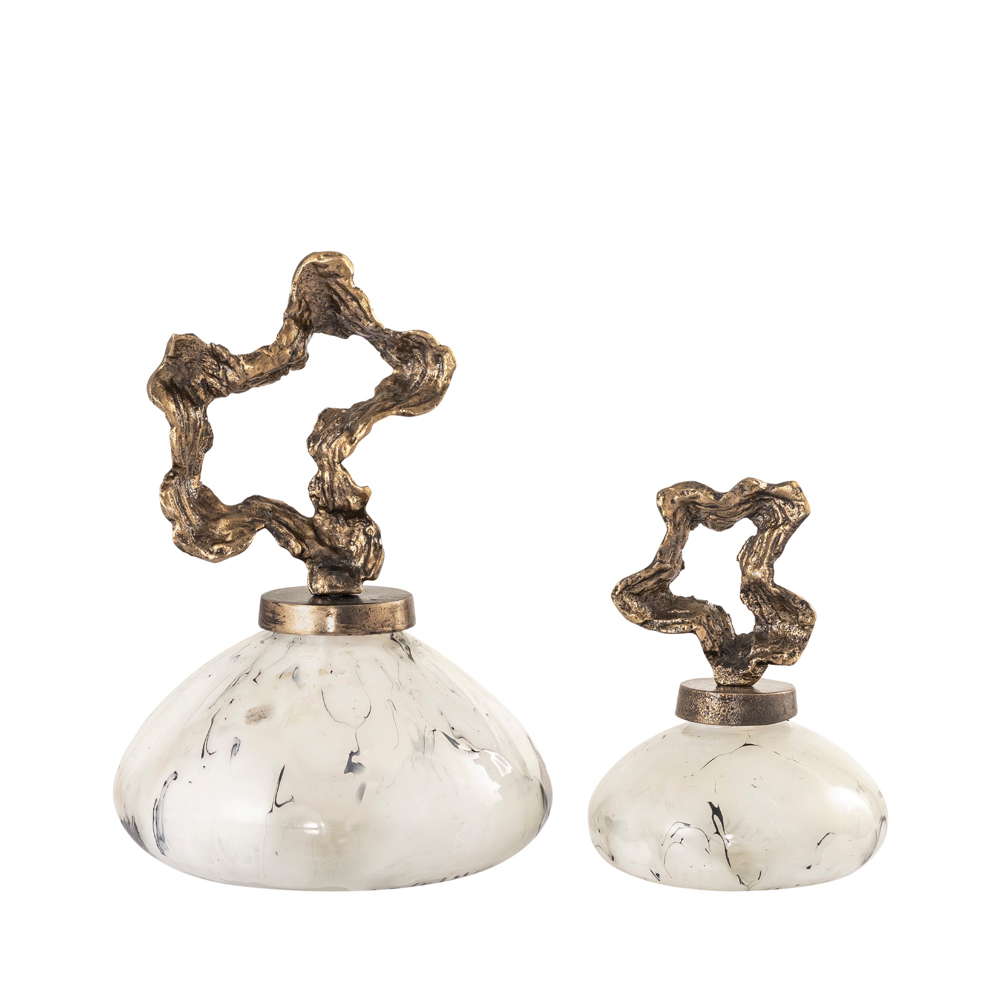 Maryan Pearl shaped alu casted statue brass lid L