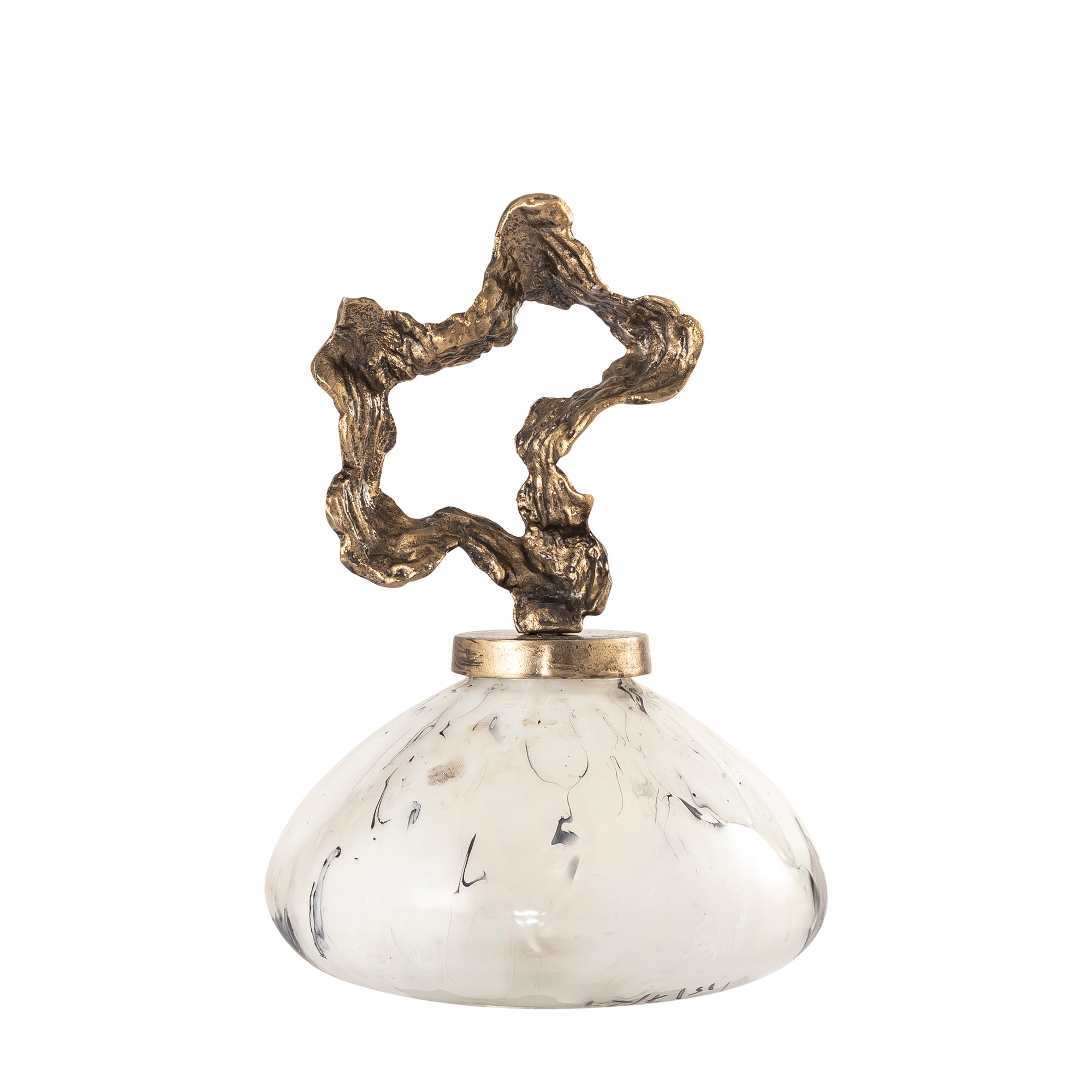 Maryan Pearl shaped alu casted statue brass lid L