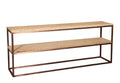 Table d'Appoint Zoah — Cuivre Bois de Manguier Double Niveau