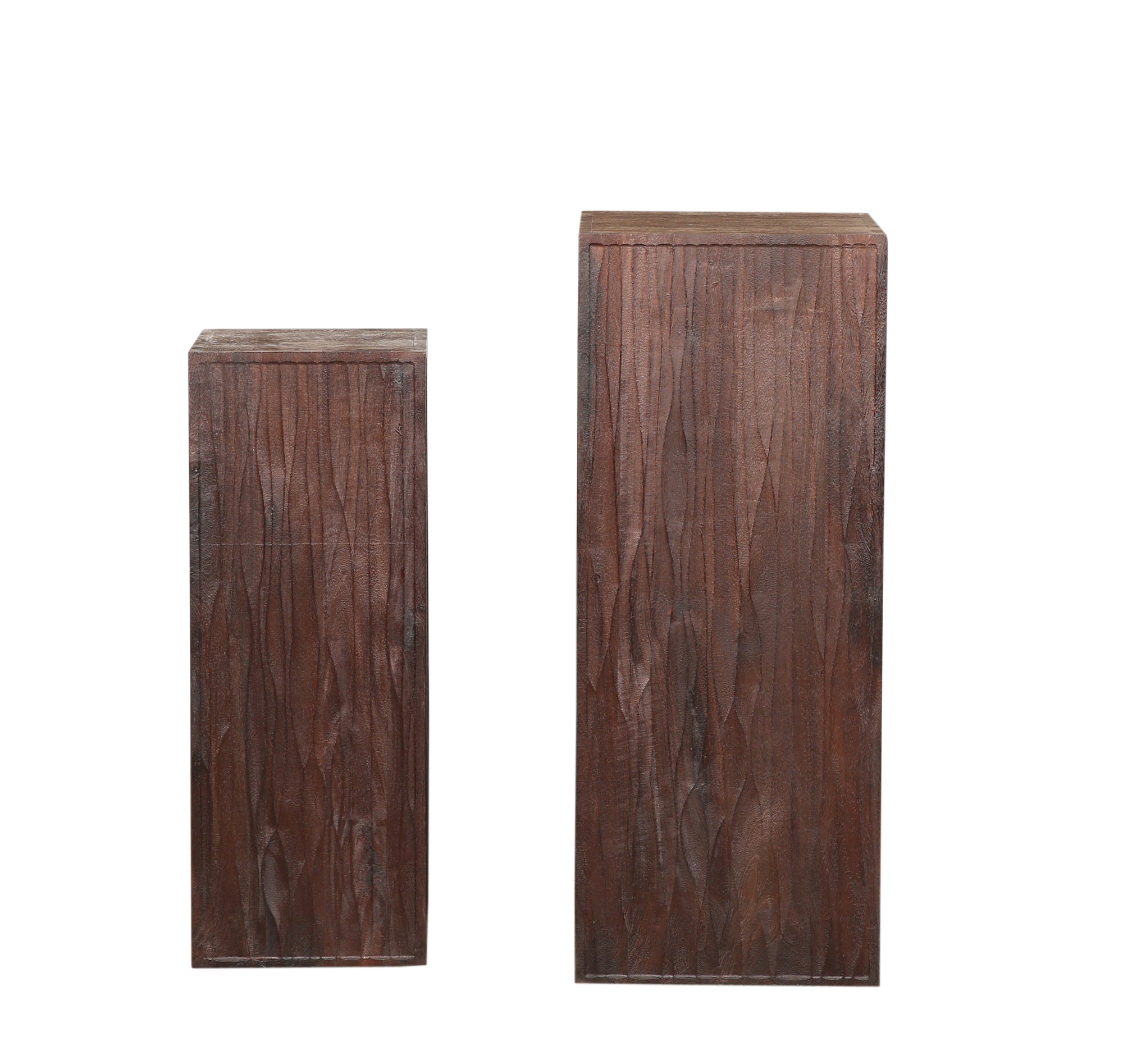 Riko Brown mango wood wavy carved pedestal SV2
