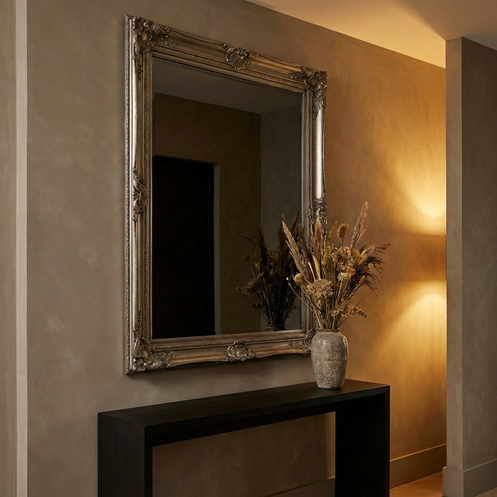 Kyro Black acacia wood rectangle mirror large