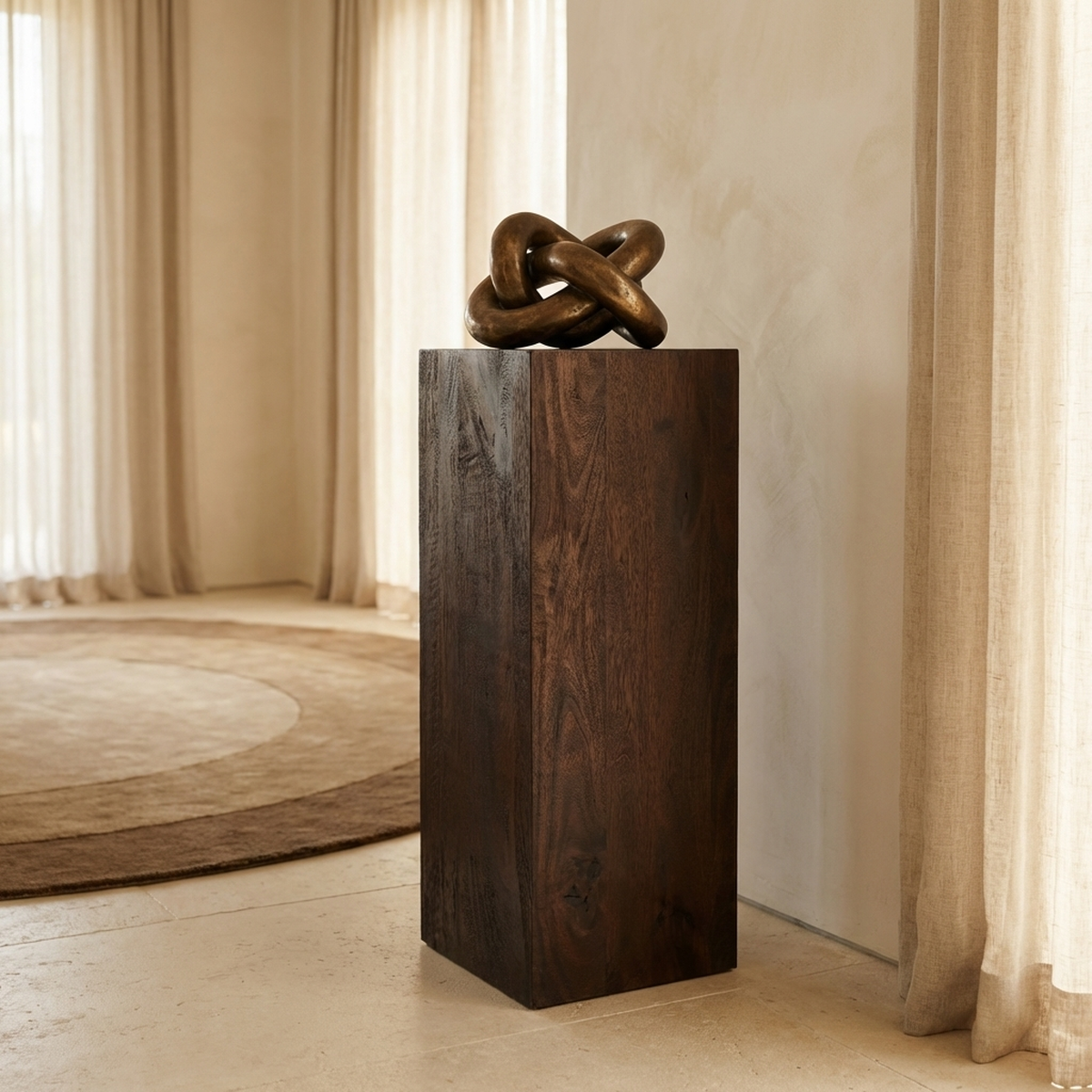 Piédestal Kyro — Marron sandblasted Bois de Manguier SV — Vue lifestyle