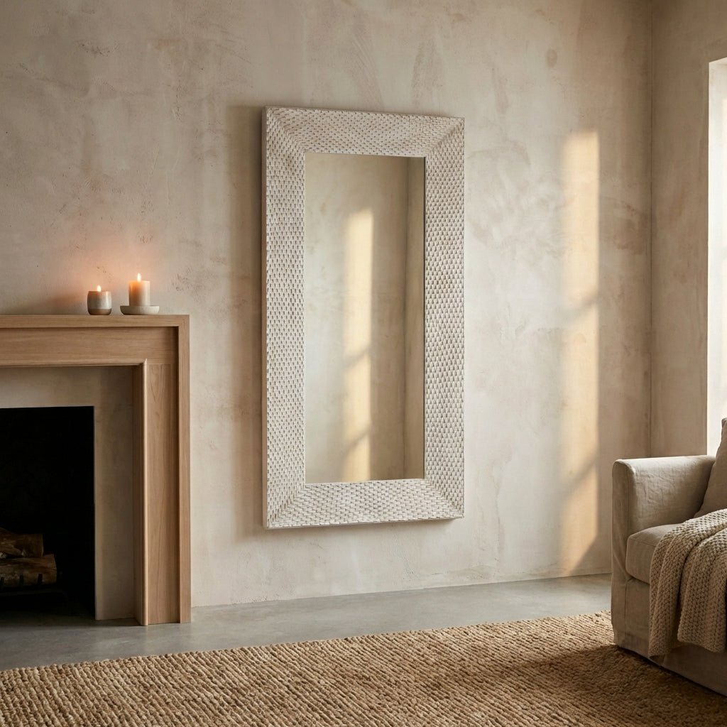 Chinasa White rect mdf mirror gold finish low