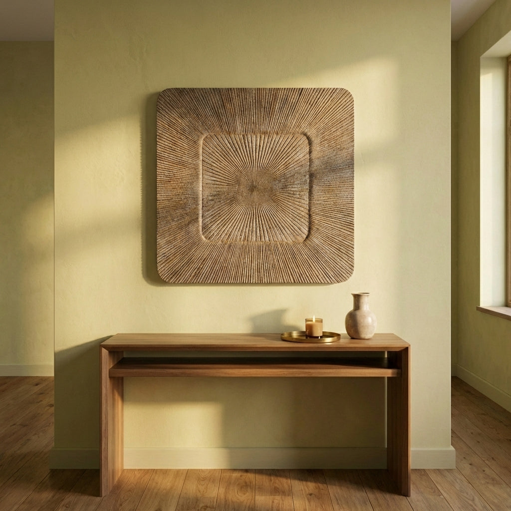 Dishita Cream square mdf wall panel ribbed large