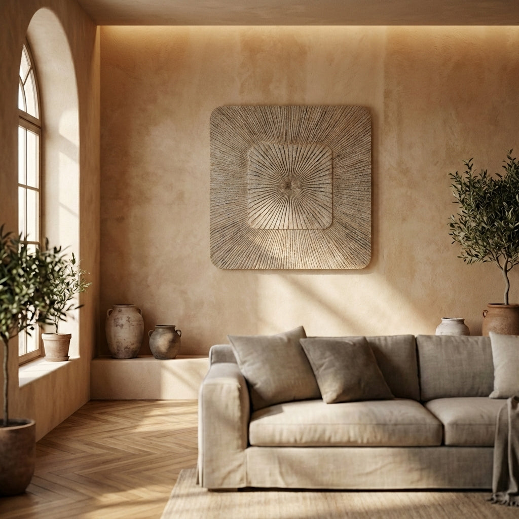 Dishita Cream square mdf wall panel ribbed small