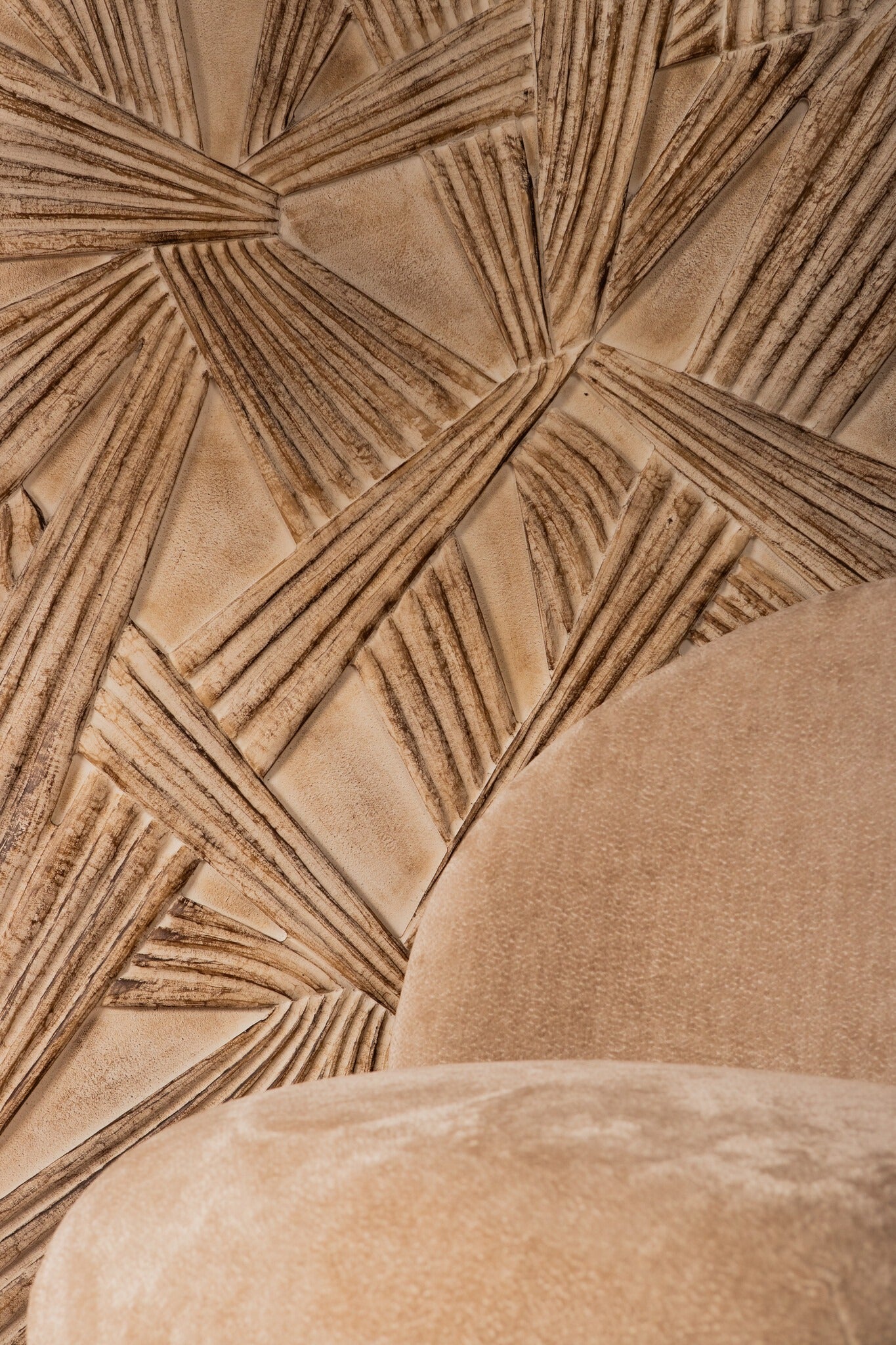 Raihan Cream rect. mdf wall panel knotted look