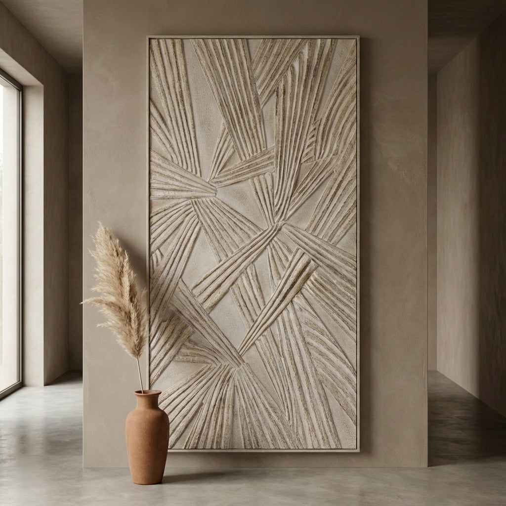 Raihan Cream rect. mdf wall panel knotted look