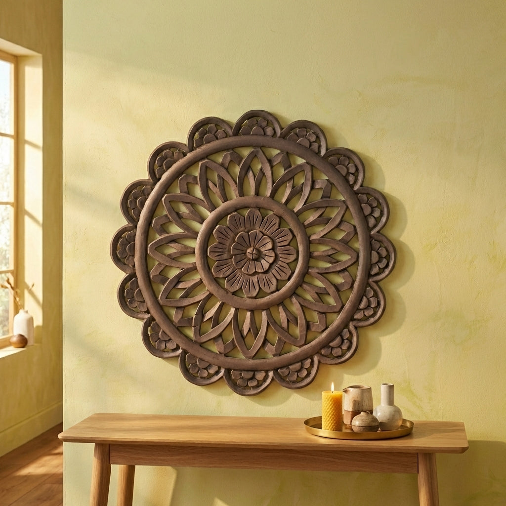 Farris Brown round mdf wall panel carved L