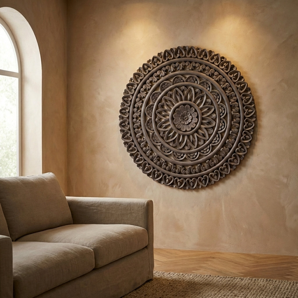 Farris Brown round mdf wall panel carved S