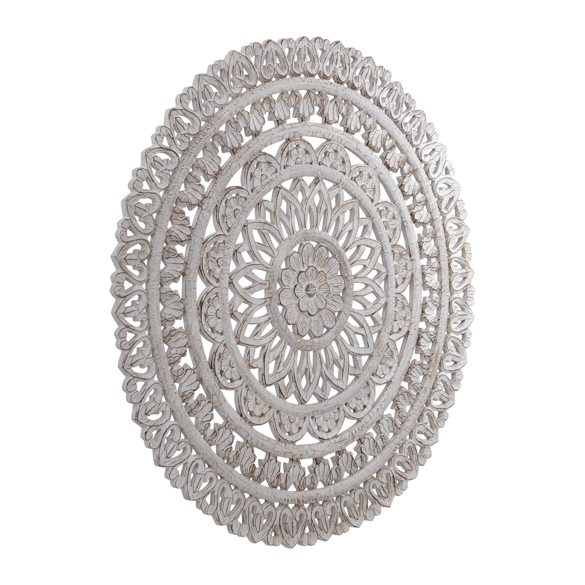 Farris Cream round mdf wall panel carved L