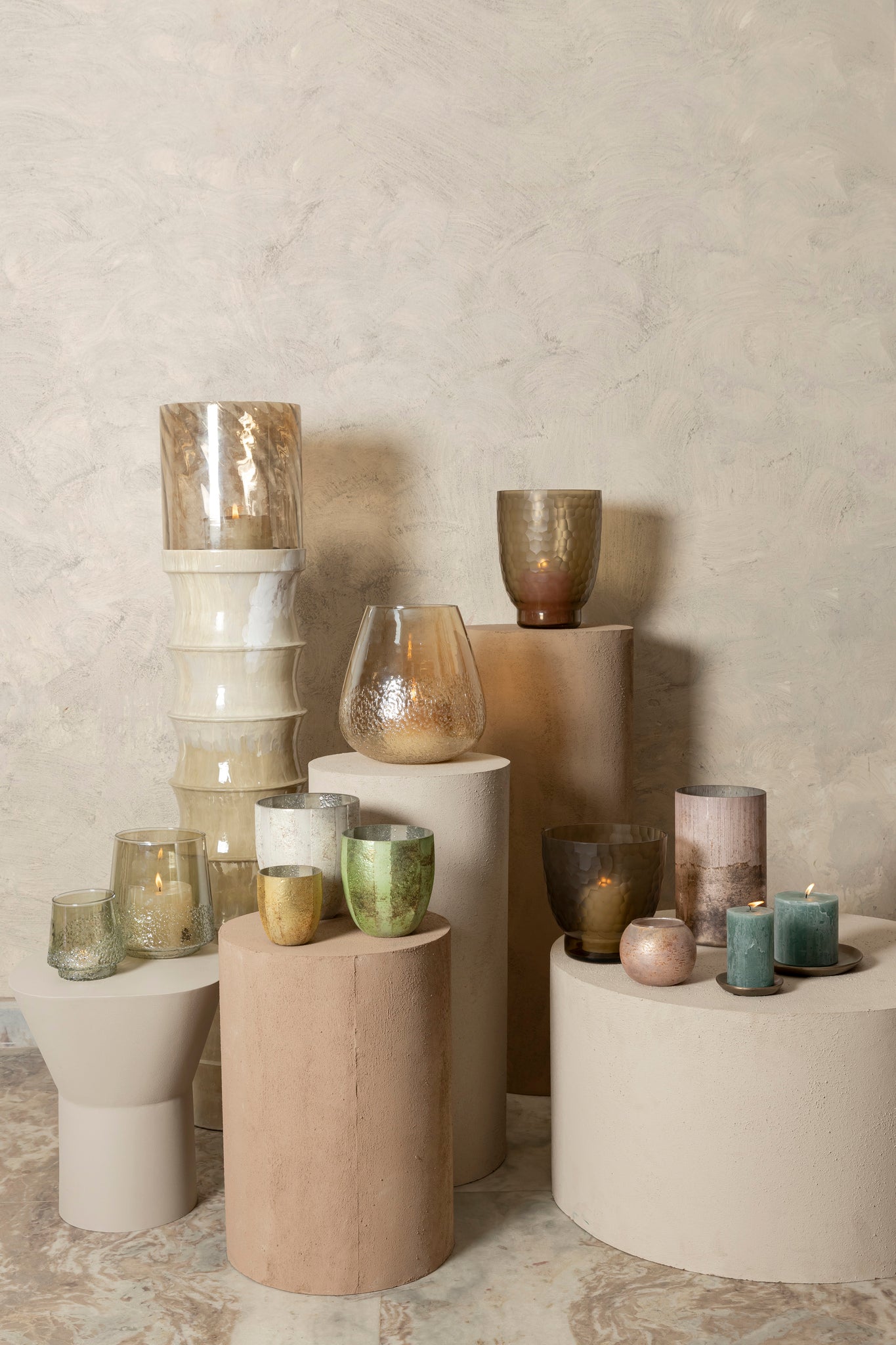 Ameara Bougeoirs en verre - Ambre