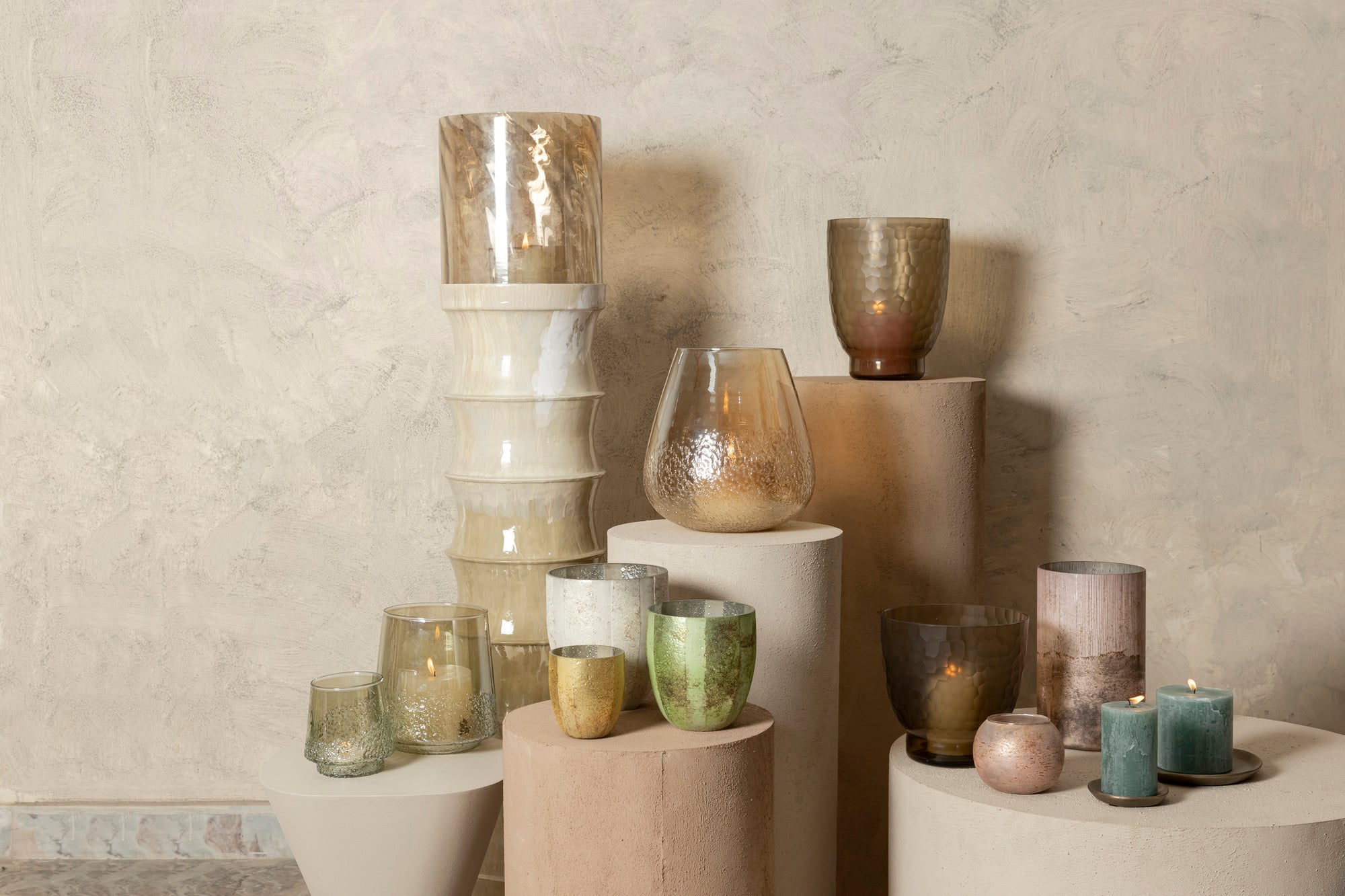 Ameara Bougeoirs en verre - Ambre