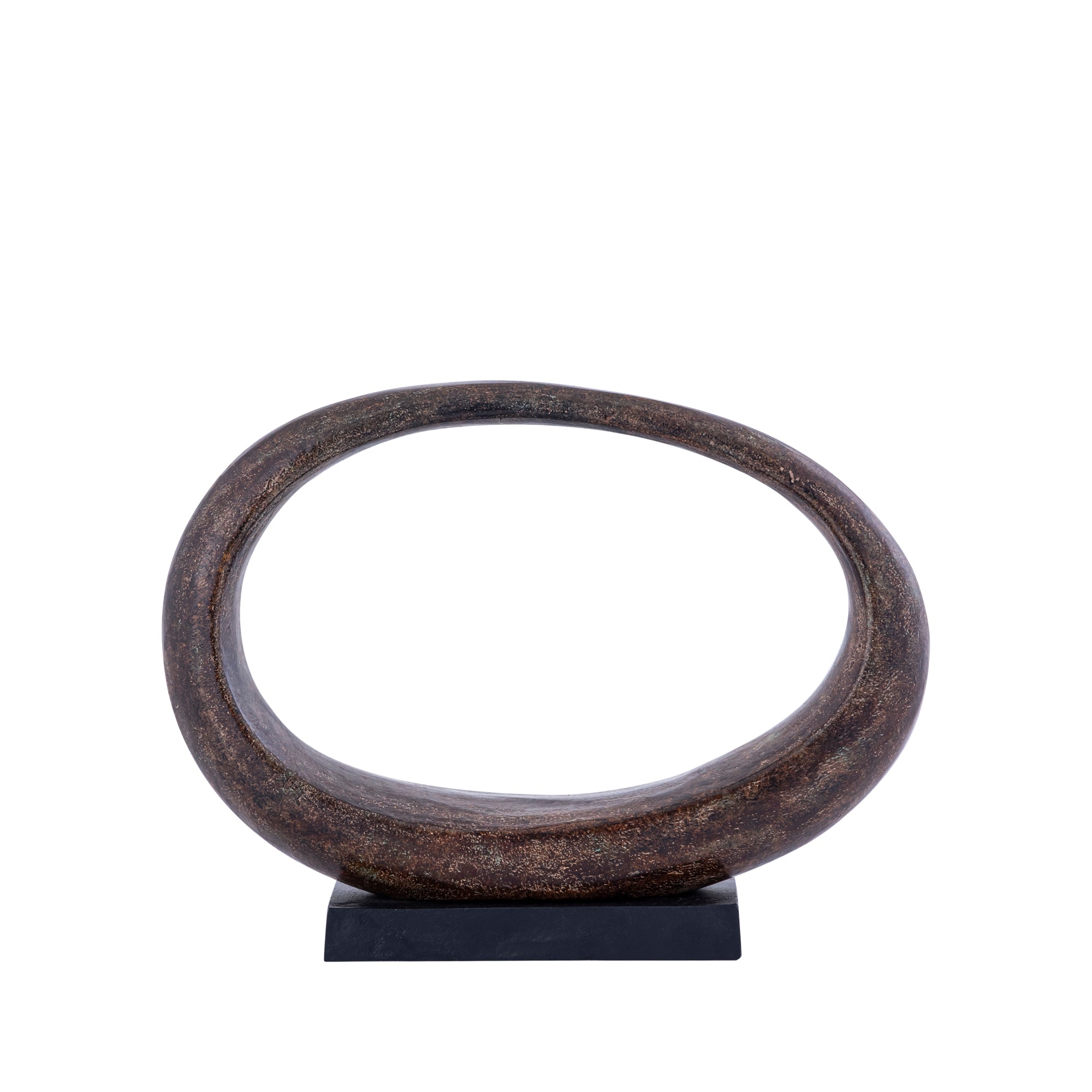 Rhubie Brown oval alu casted statue on base wide