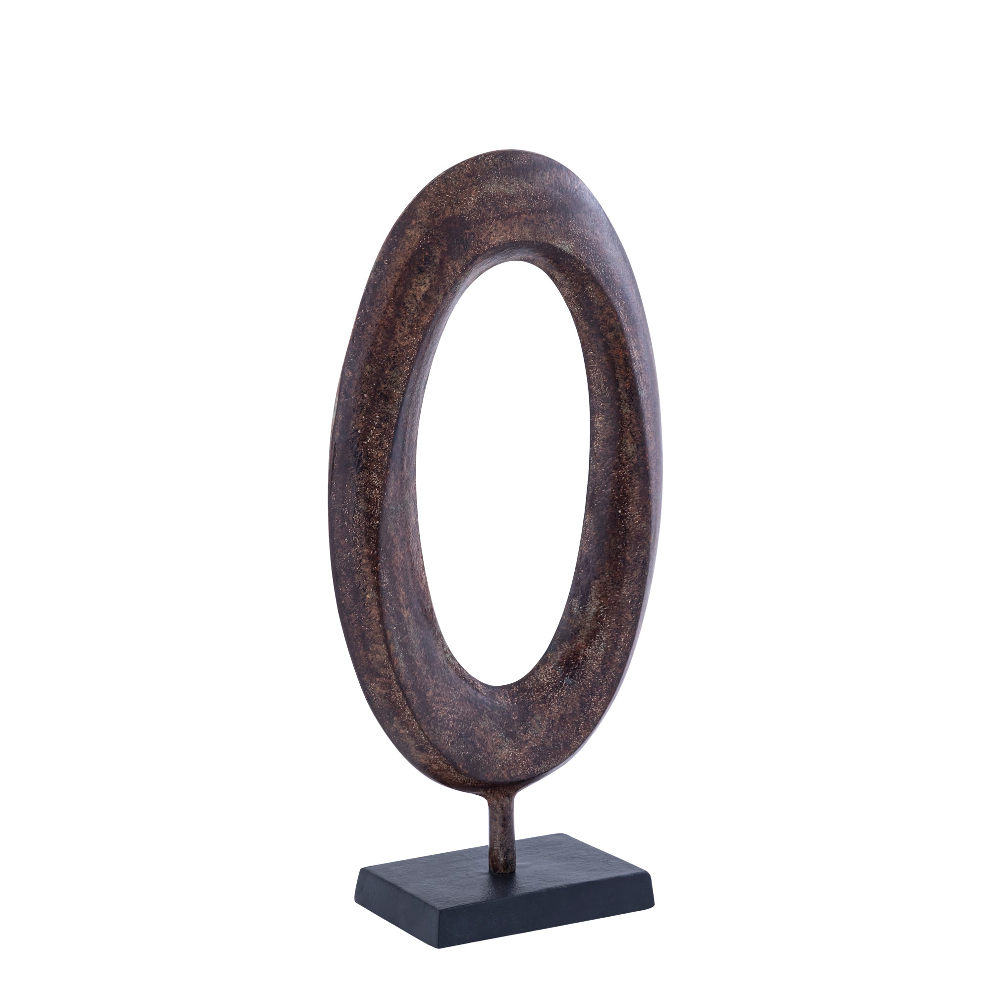Rhubie Brown oval alu casted statue on base long