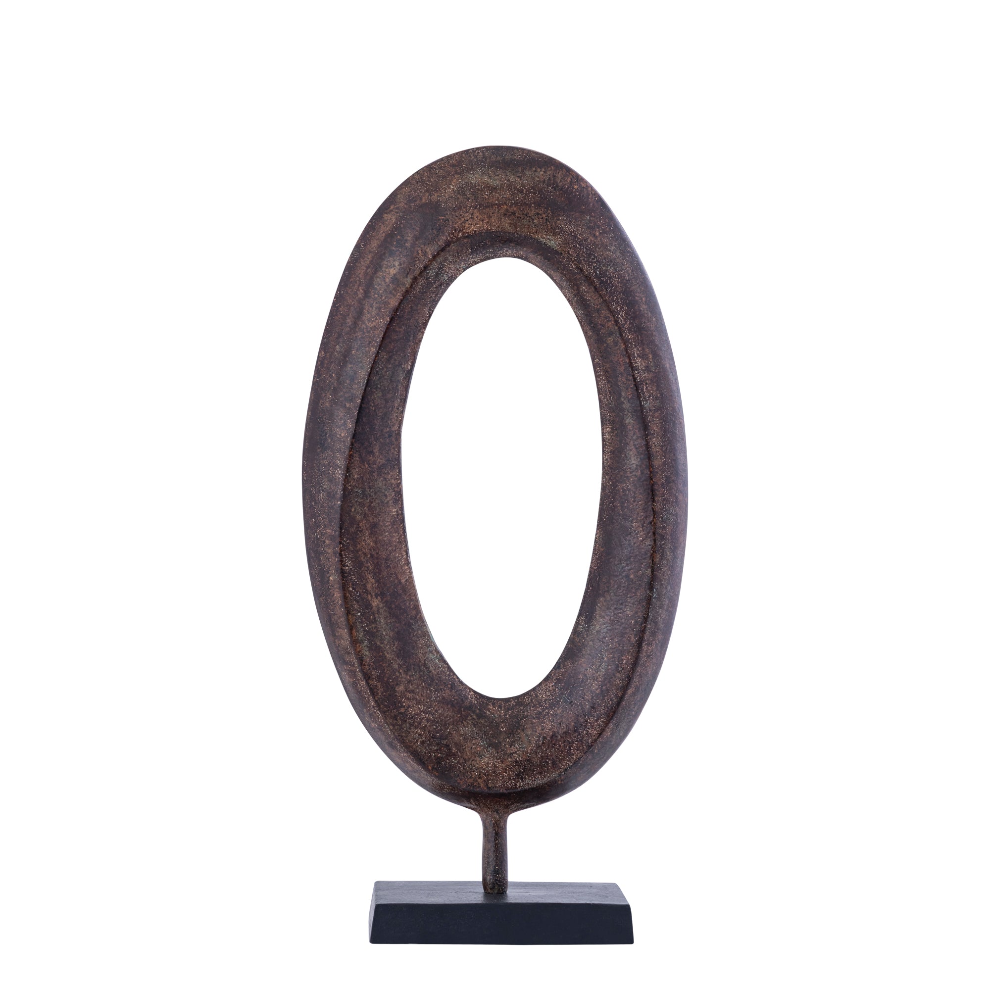 Rhubie Brown oval alu casted statue on base long