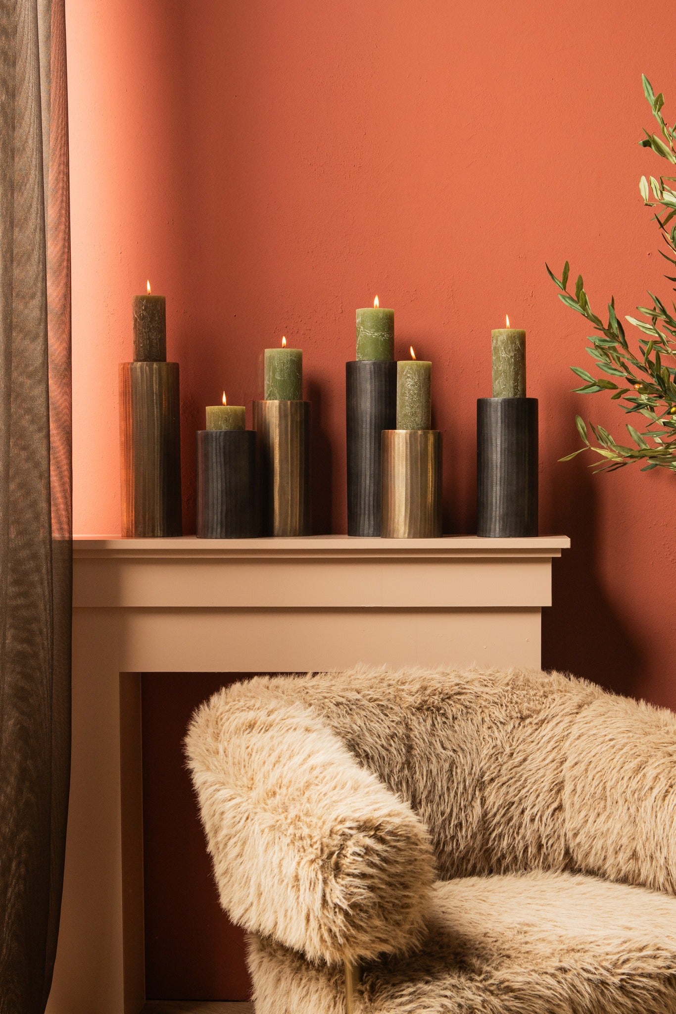 Jowad Chandeliers en métal — Antique Alu Candle Holder Rib - Or