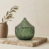 Delali Green glass storage box diamant pattern L