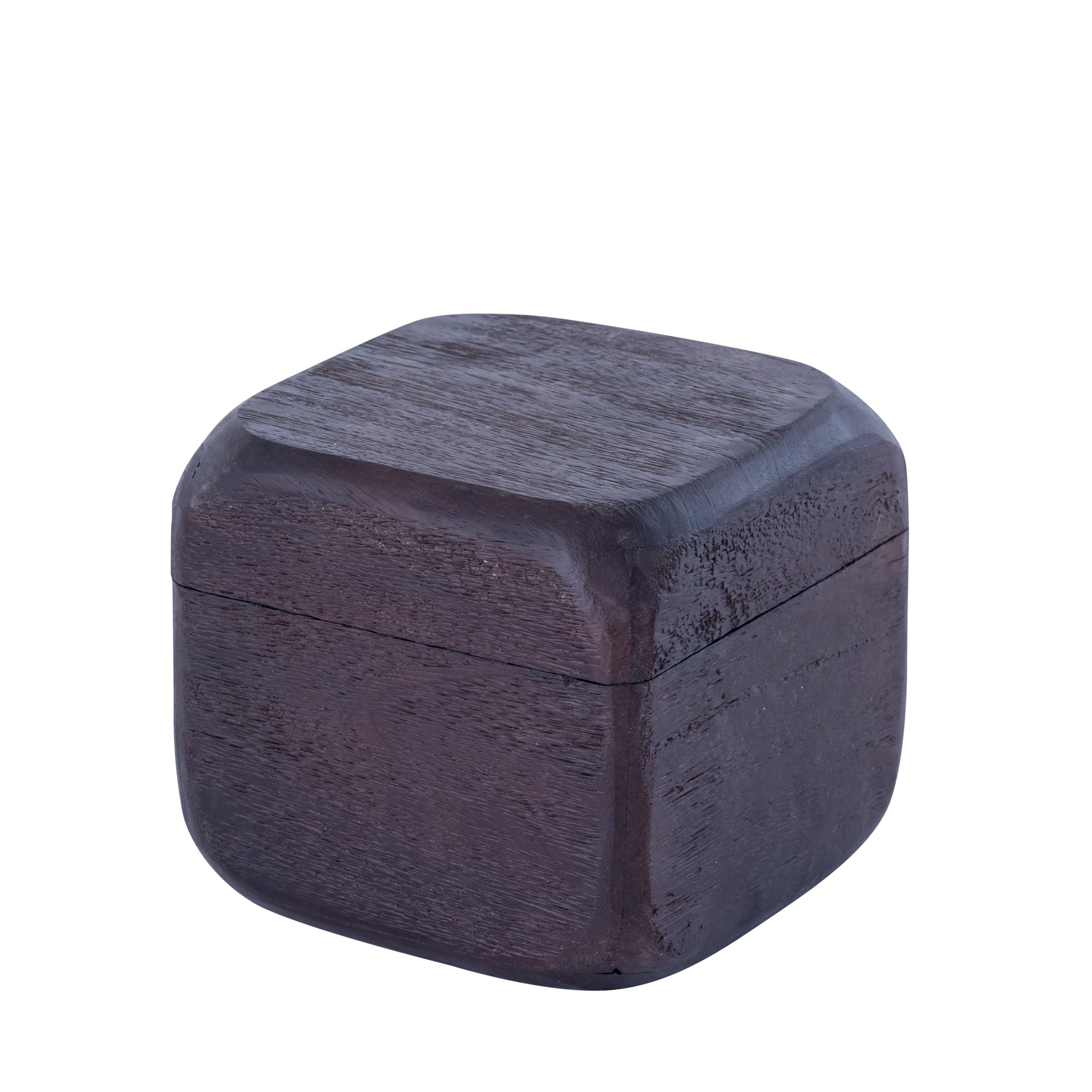 Kiasty Brown mango wood cube shaped storage box L