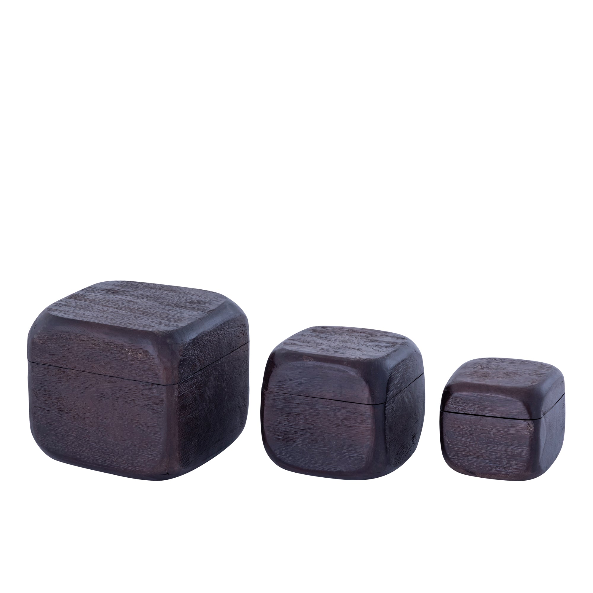 Kiasty Brown mango wood cube shaped storage box L
