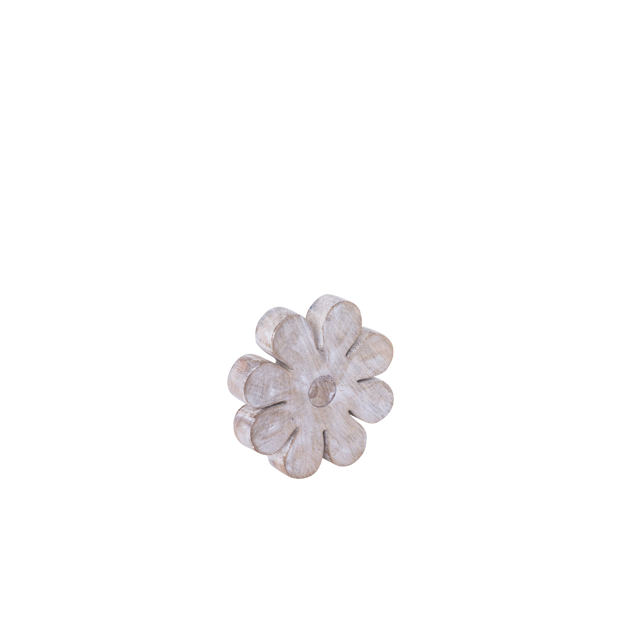 Zaniel Light Grey mango wood flower shaped statueS