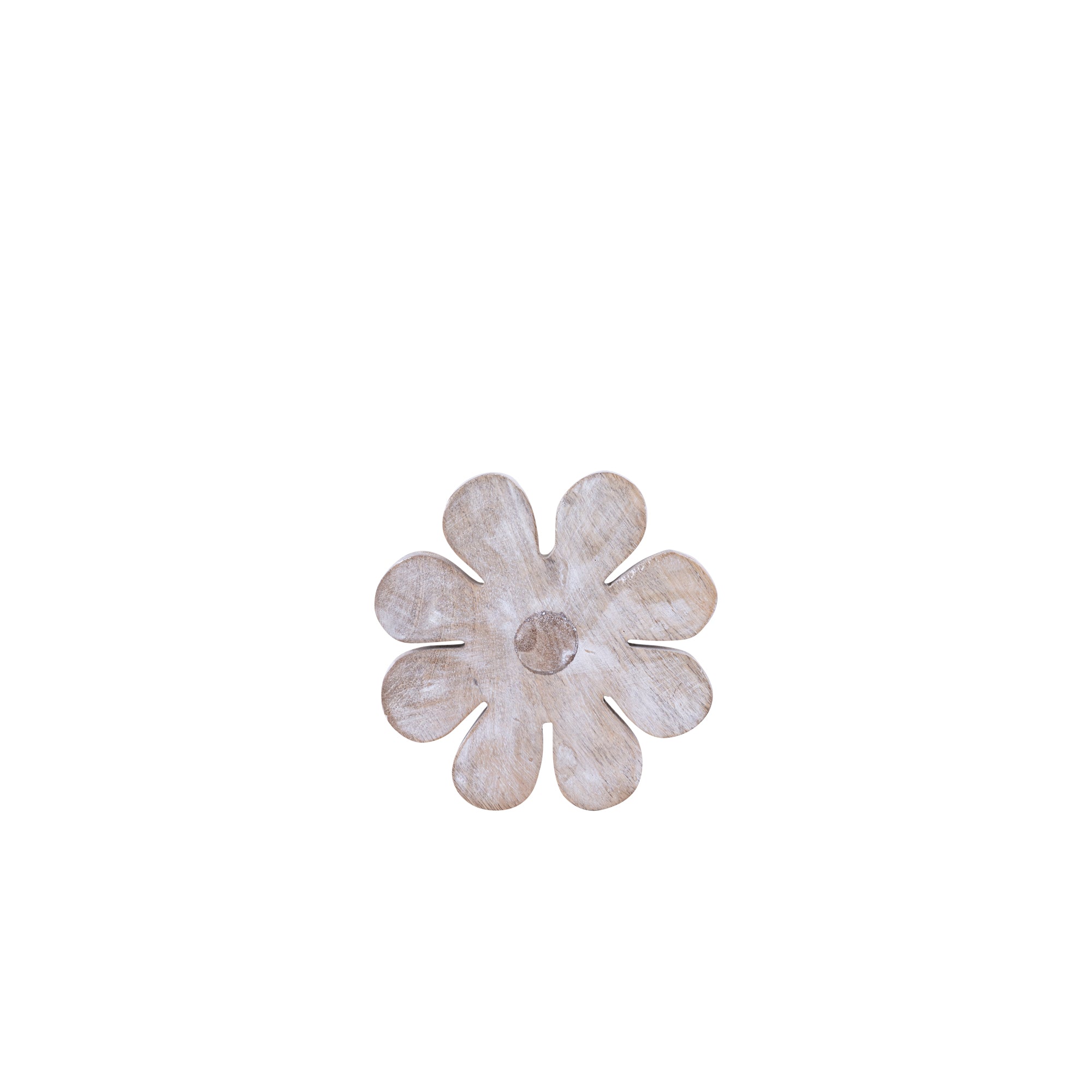 Zaniel Light Grey mango wood flower shaped statueS
