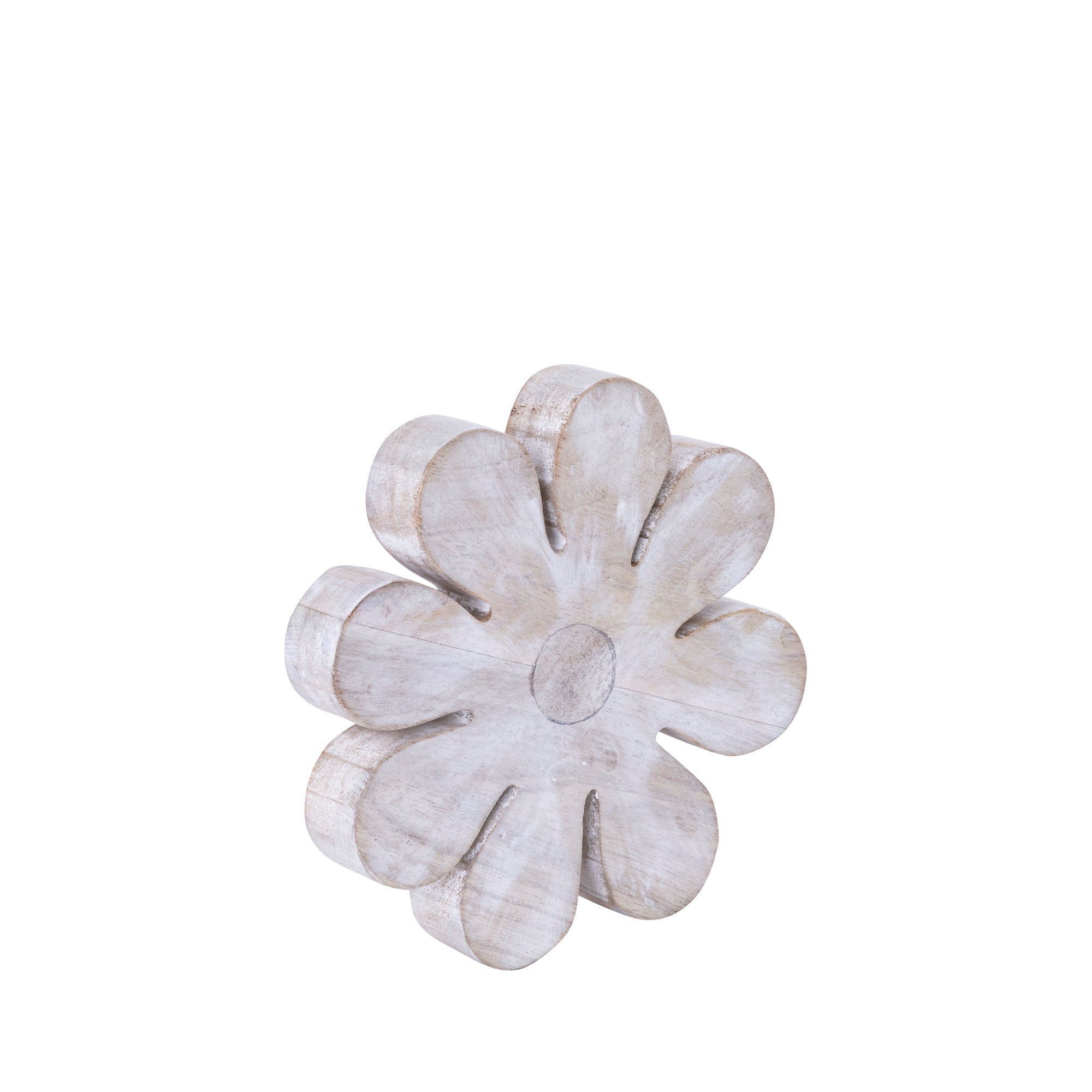Zaniel Light Grey mango wood flower shaped statueM