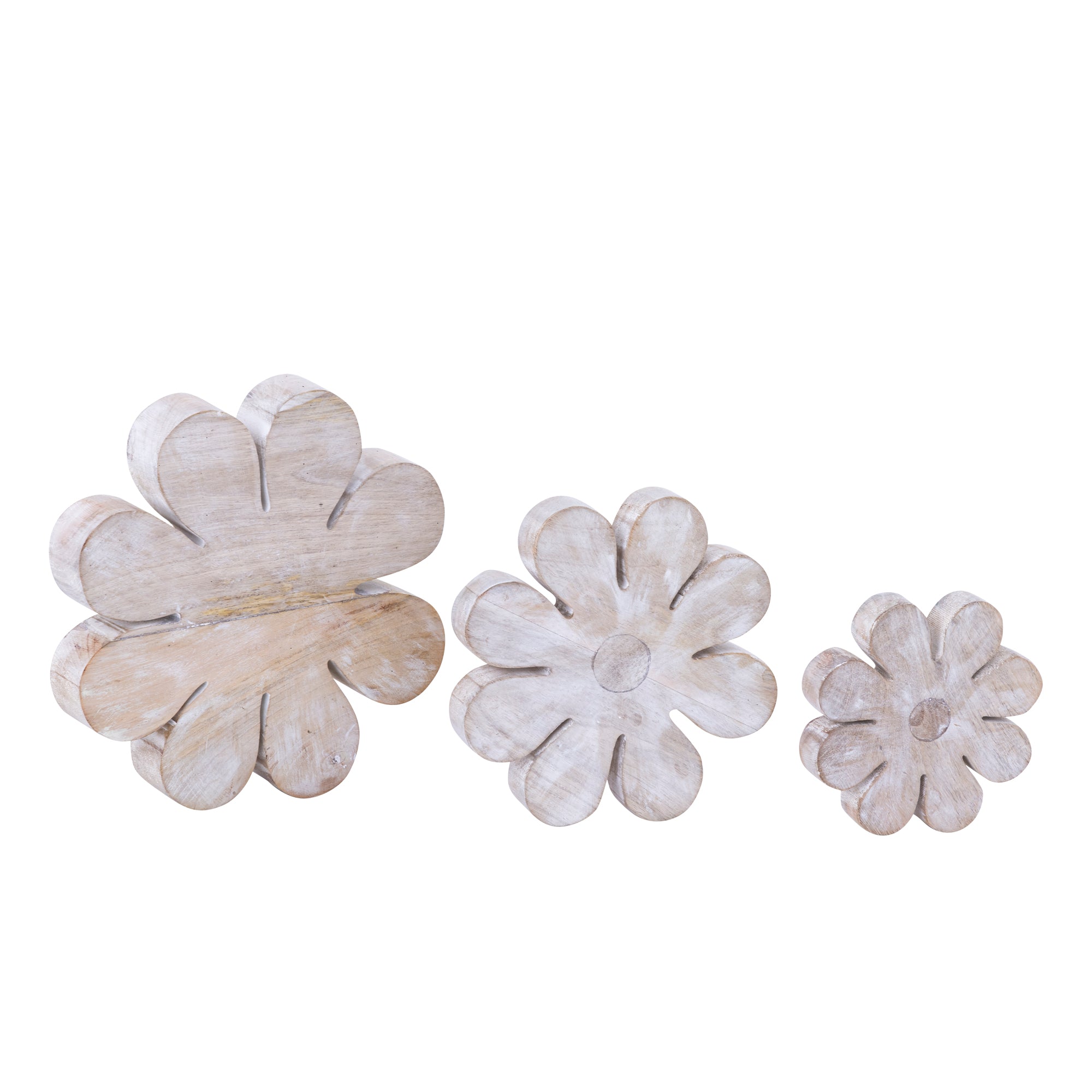 Zaniel Light Grey mango wood flower shaped statueM