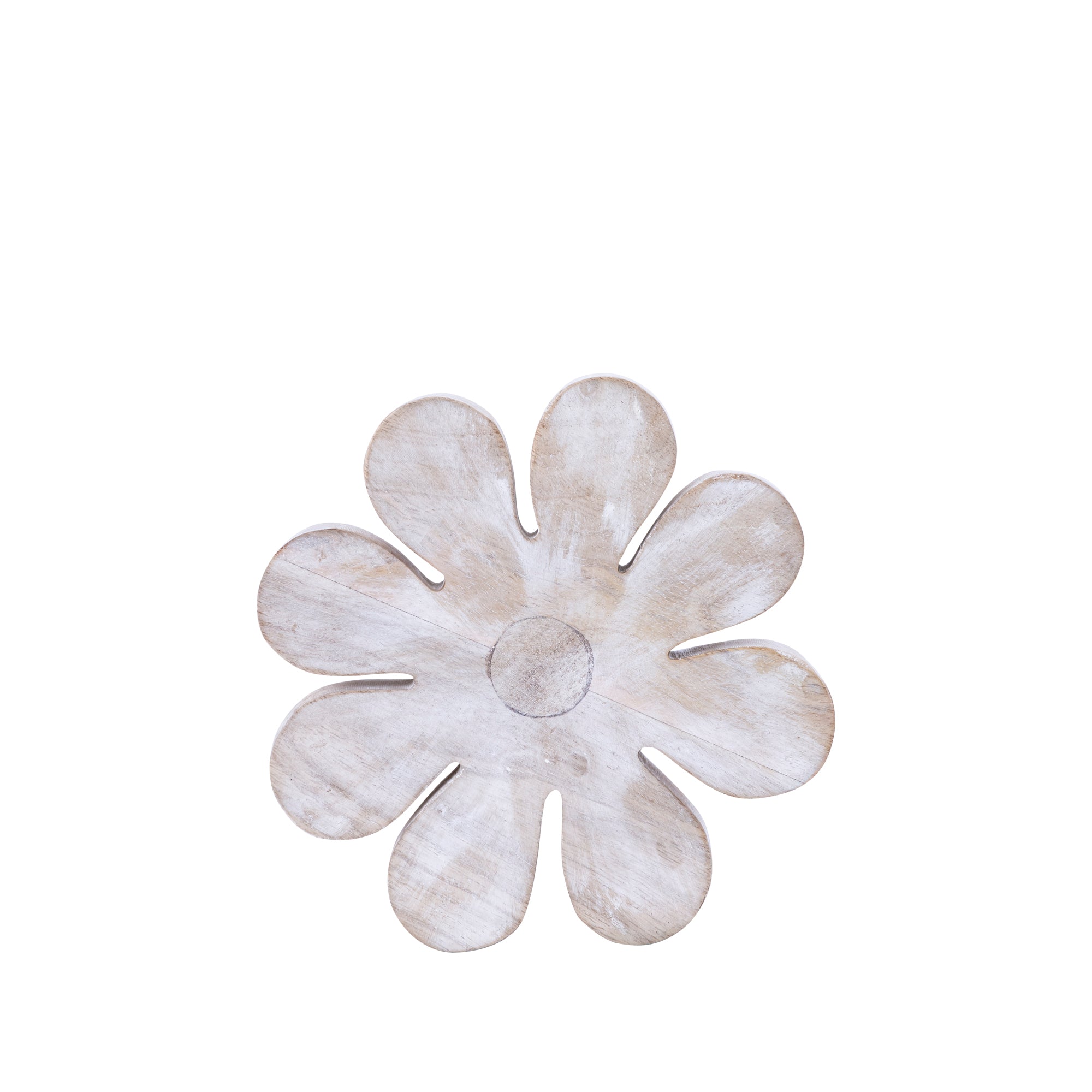 Zaniel Light Grey mango wood flower shaped statueM