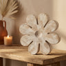 Zaniel Light Grey mango wood flower shaped statueM