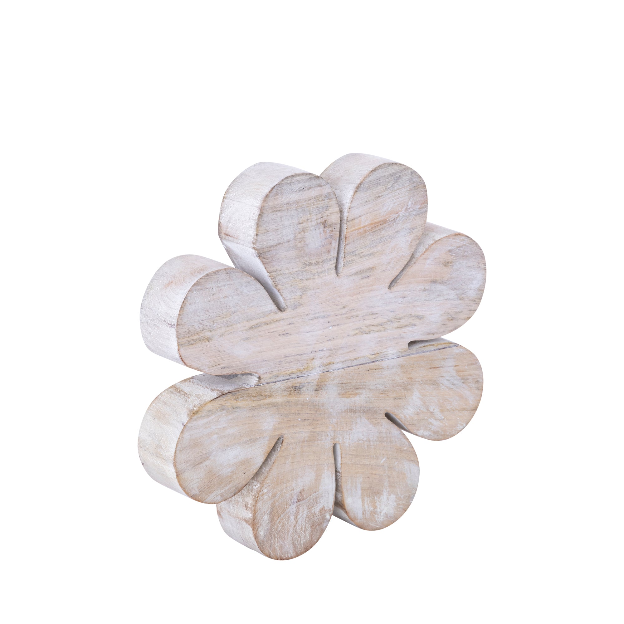 Zaniel Light Grey mango wood flower shaped statueL