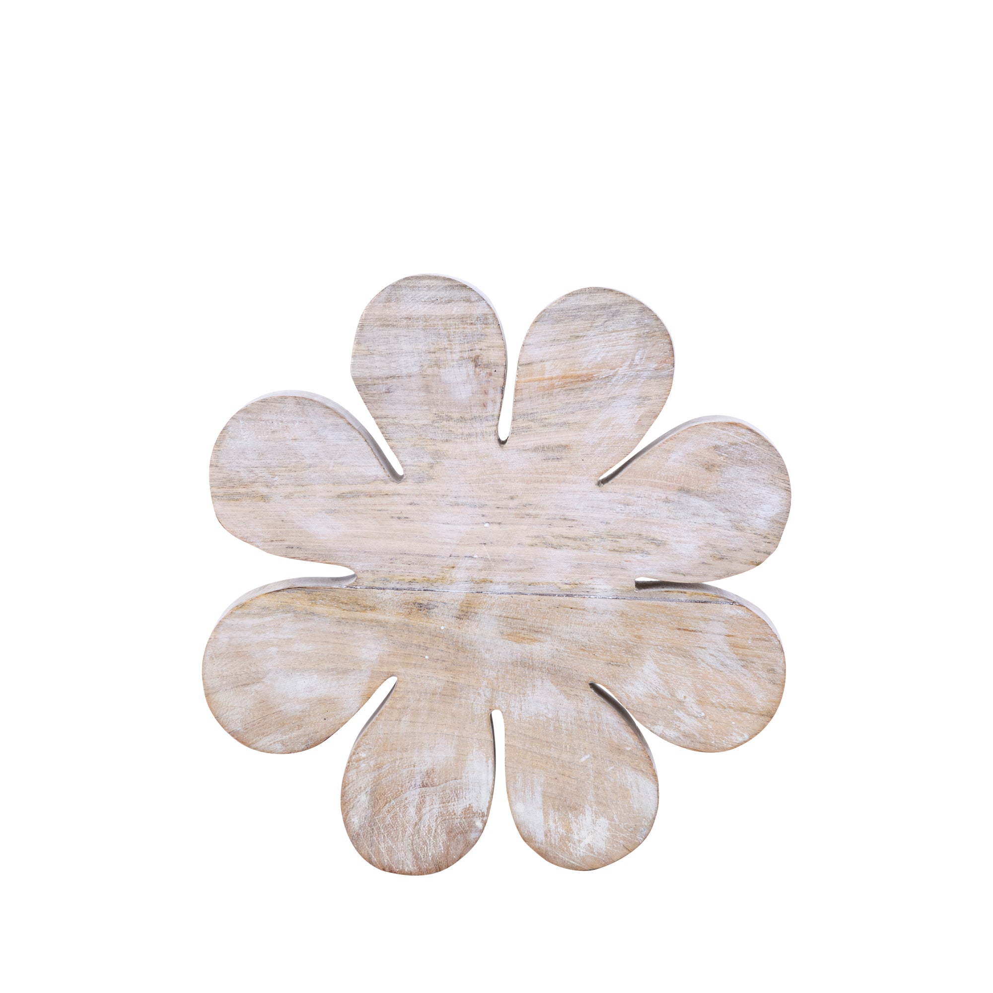 Zaniel Light Grey mango wood flower shaped statueL