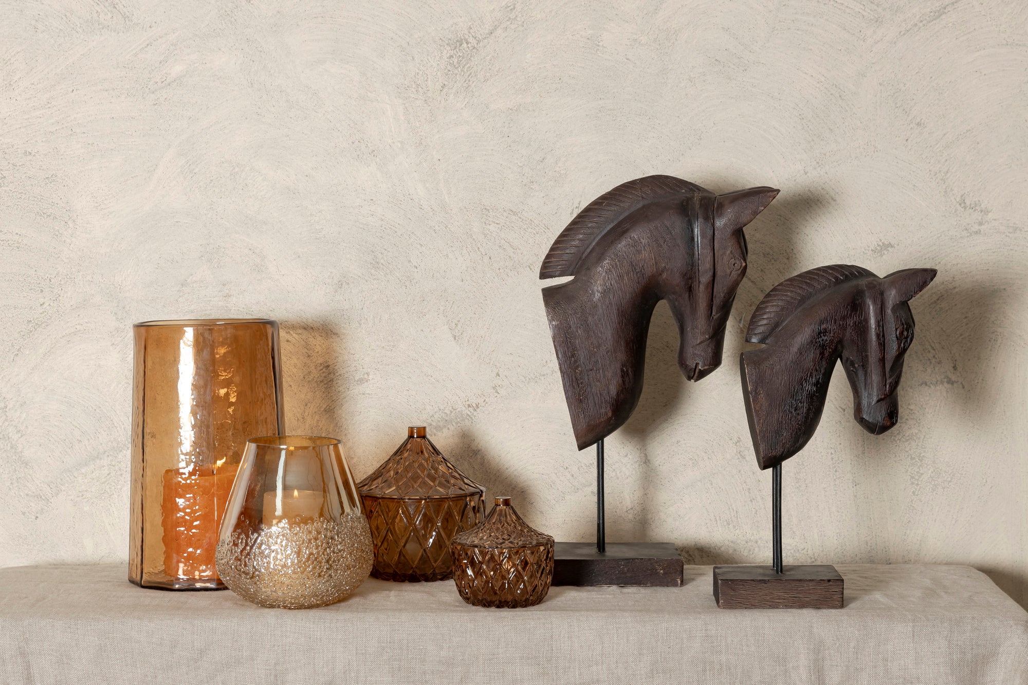 Ameara Bougeoirs en verre - Ambre